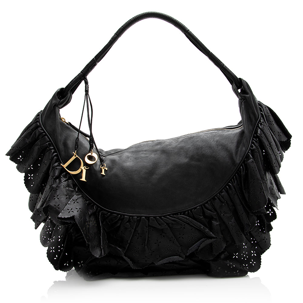 Dior Gypsy Ruffles Hobo Shf Leather Large Shoulder Bag