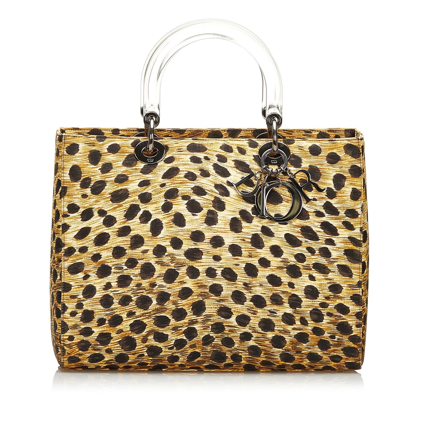 Dior Leopard Print Lady Shg Satchel Bag Canvas