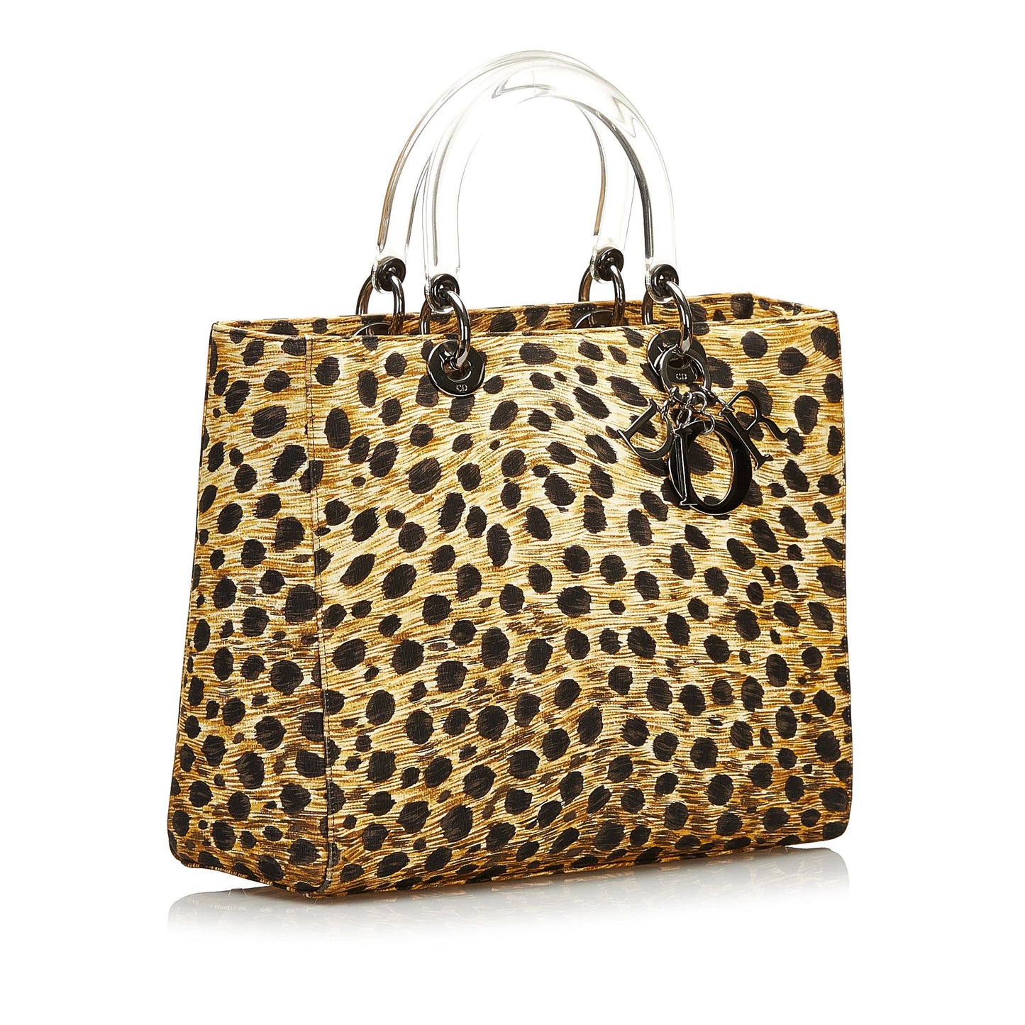 Dior Leopard Print Lady Shg Satchel Bag Canvas