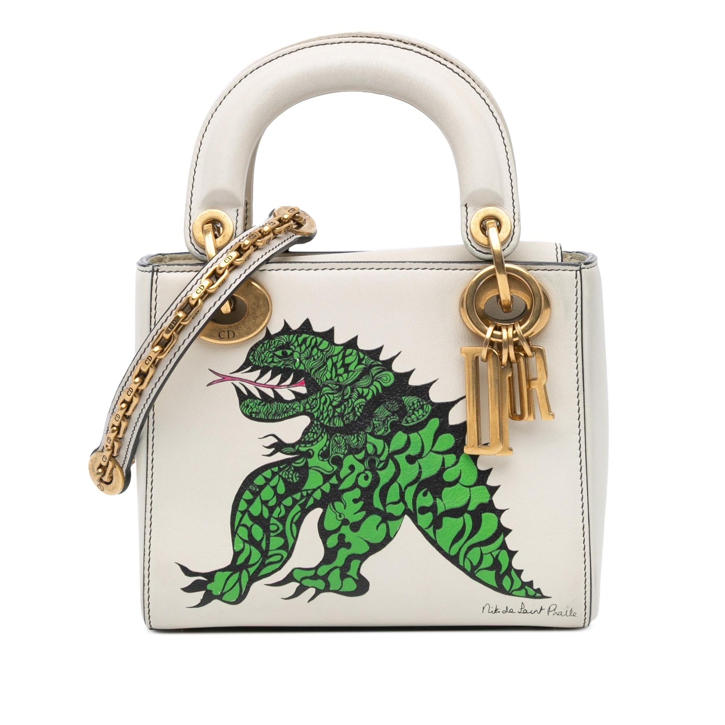 Dior Limited Edition Niki De Saint Phalle Calfskin Dragon Mini Satchel Bag Lady Dior 1