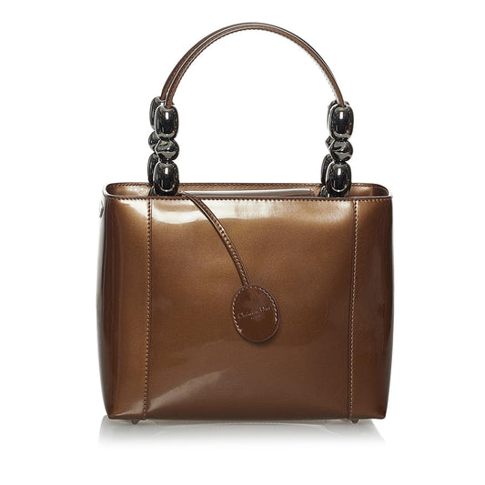 Dior Malice Handbag Shg Leather Patent Satchel Bag