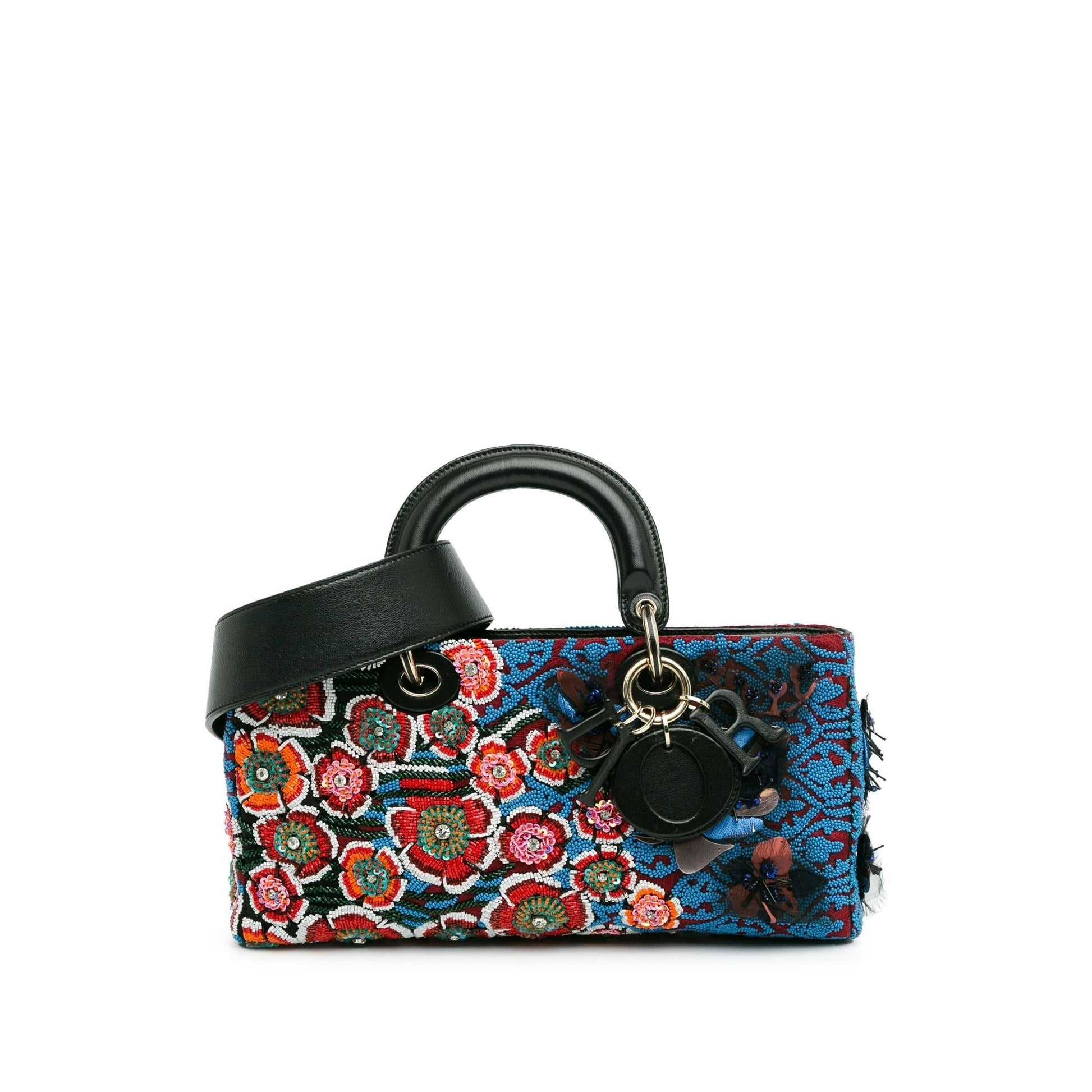 Dior Beaded Ribbon Floral Lady Joy Satchel Bag Medium Embroidered
