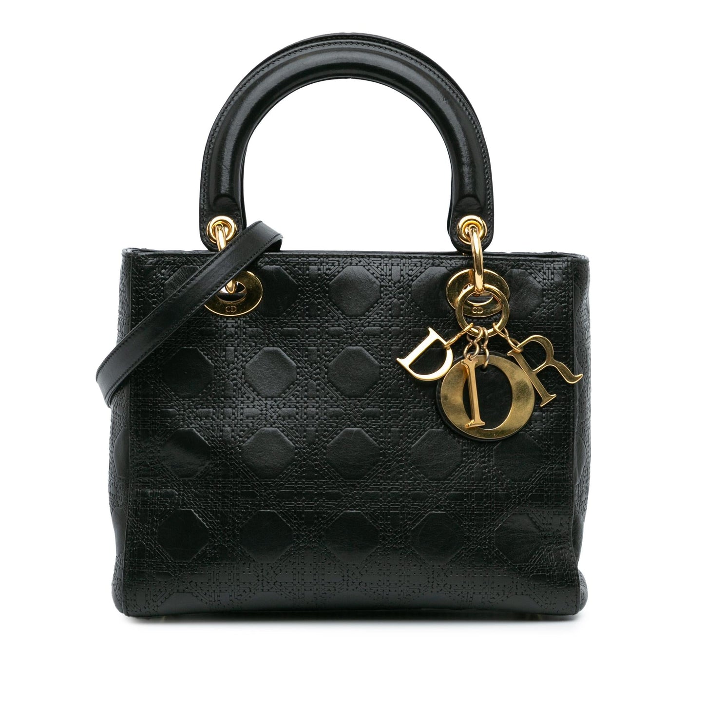Dior Calfskin Cannage Lady Shg Yfmlwg Satchel Bag Medium Embossed