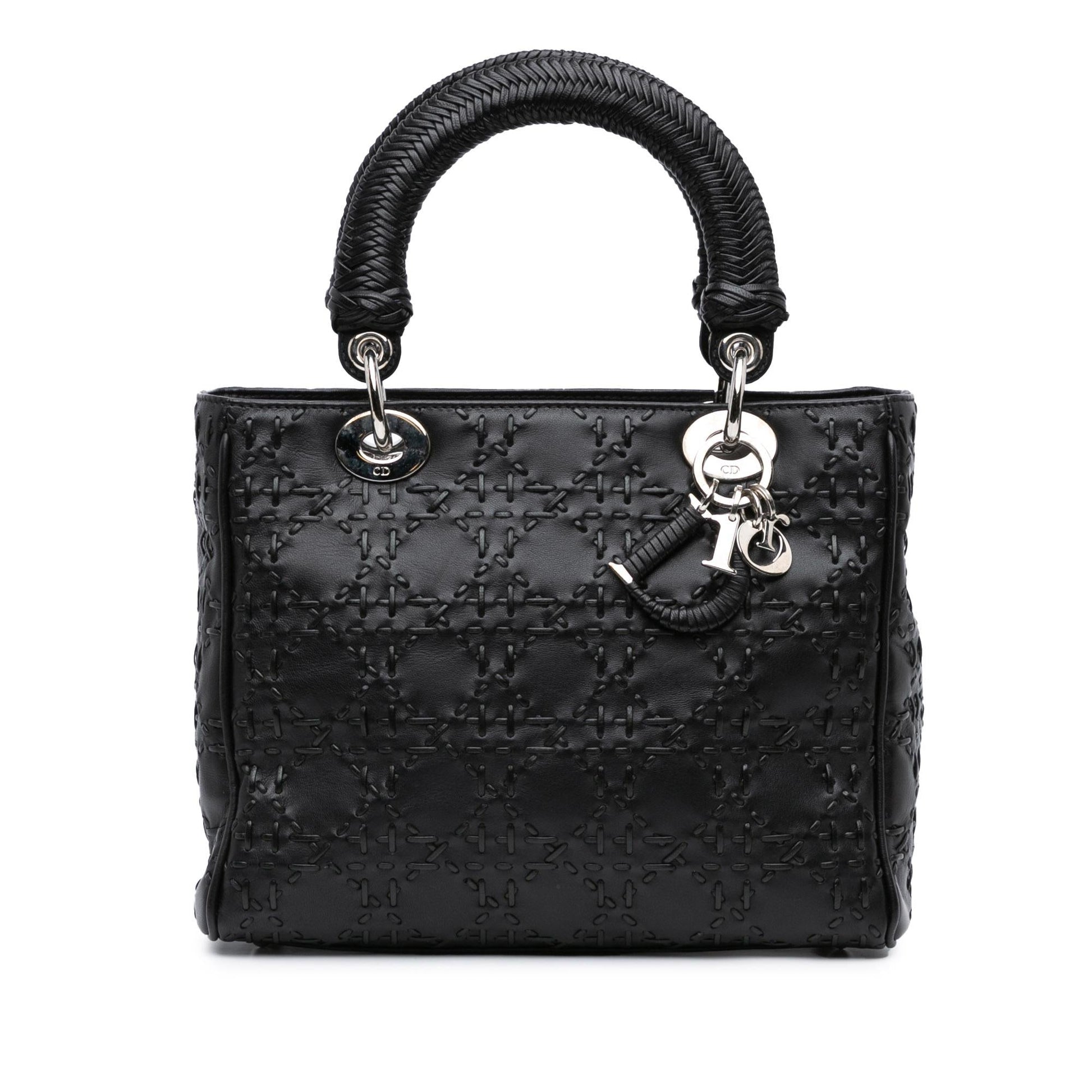 Dior Calfskin Cannage Whipstitch Lady Shg Kcumd8 Satchel Bag Medium