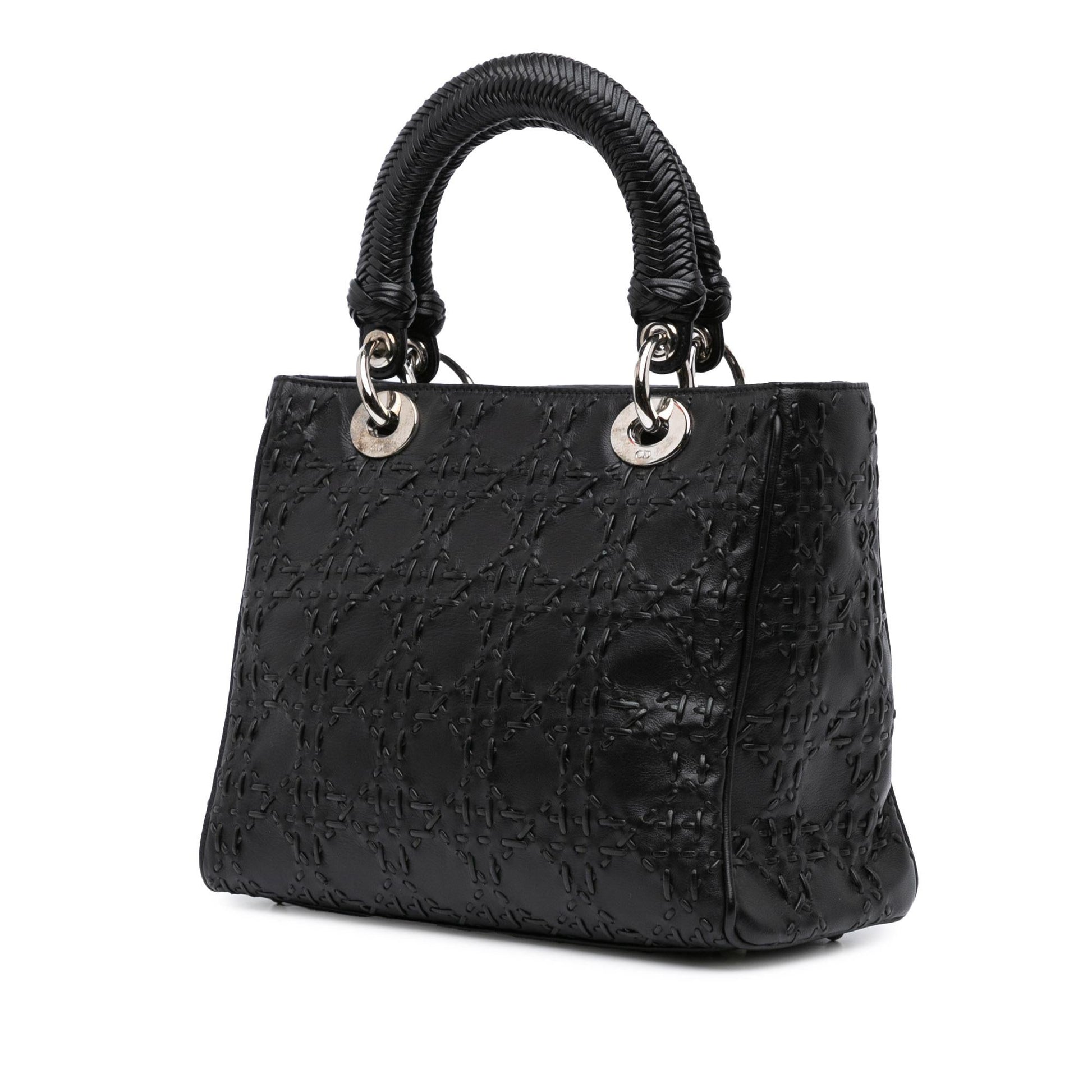 Dior Calfskin Cannage Whipstitch Lady Shg Kcumd8 Satchel Bag Medium