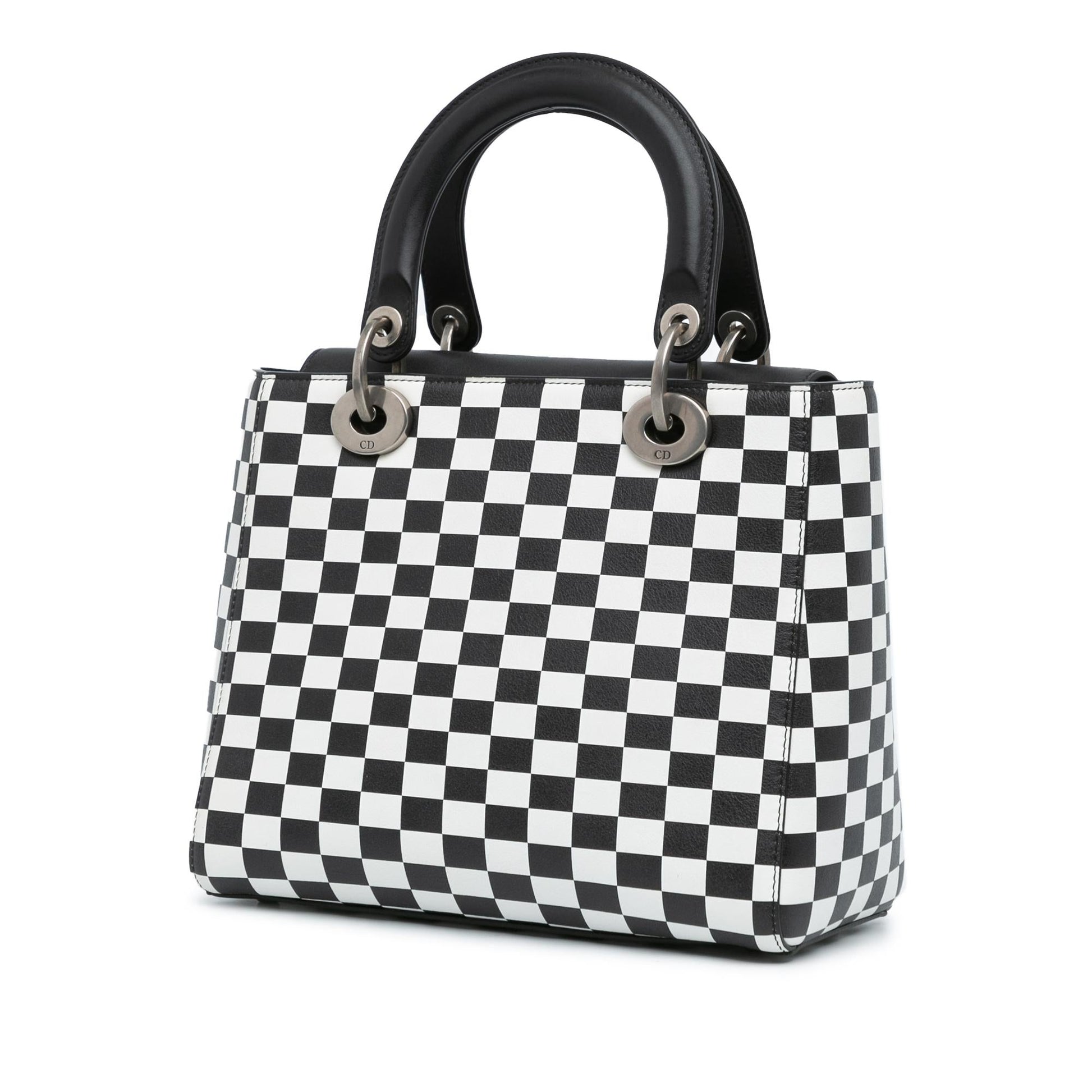 Dior Calfskin Checkered Lady Satchel Bag Medium