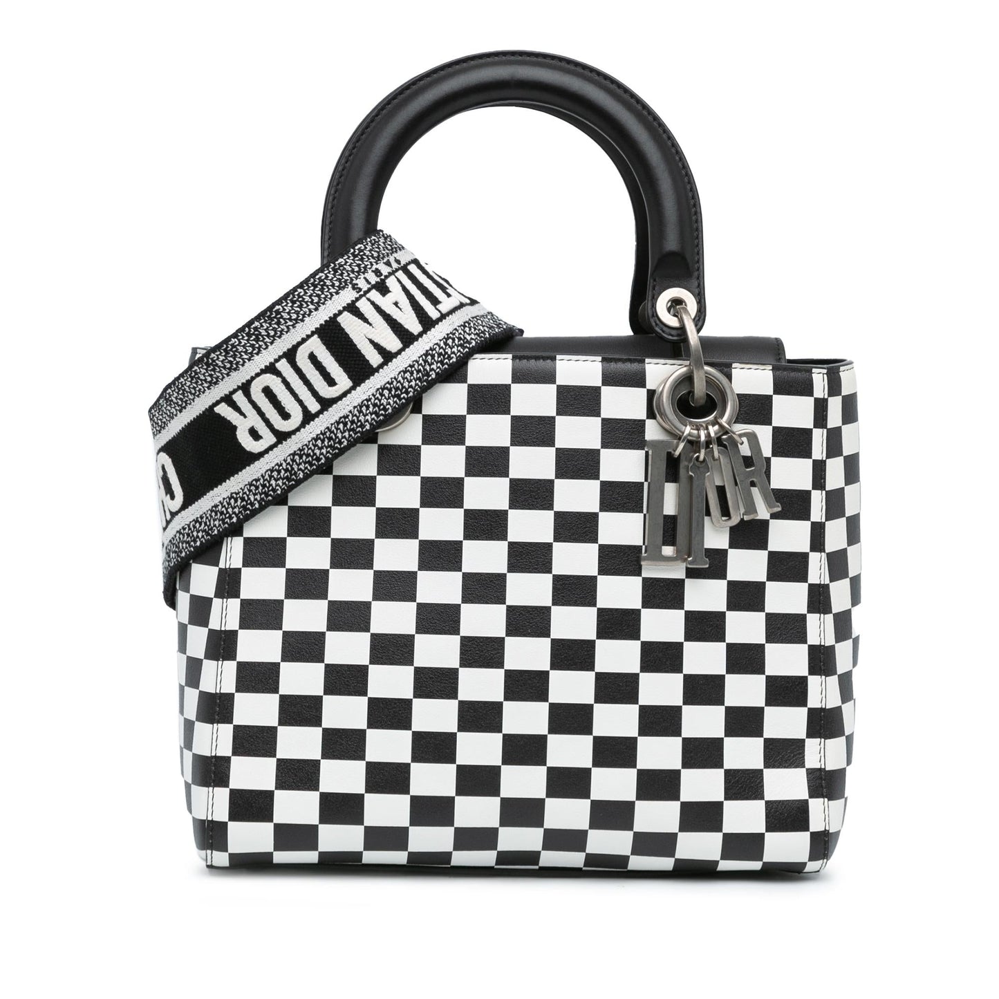 Dior Calfskin Checkered Lady Satchel Bag Medium Checkered Lady Dior