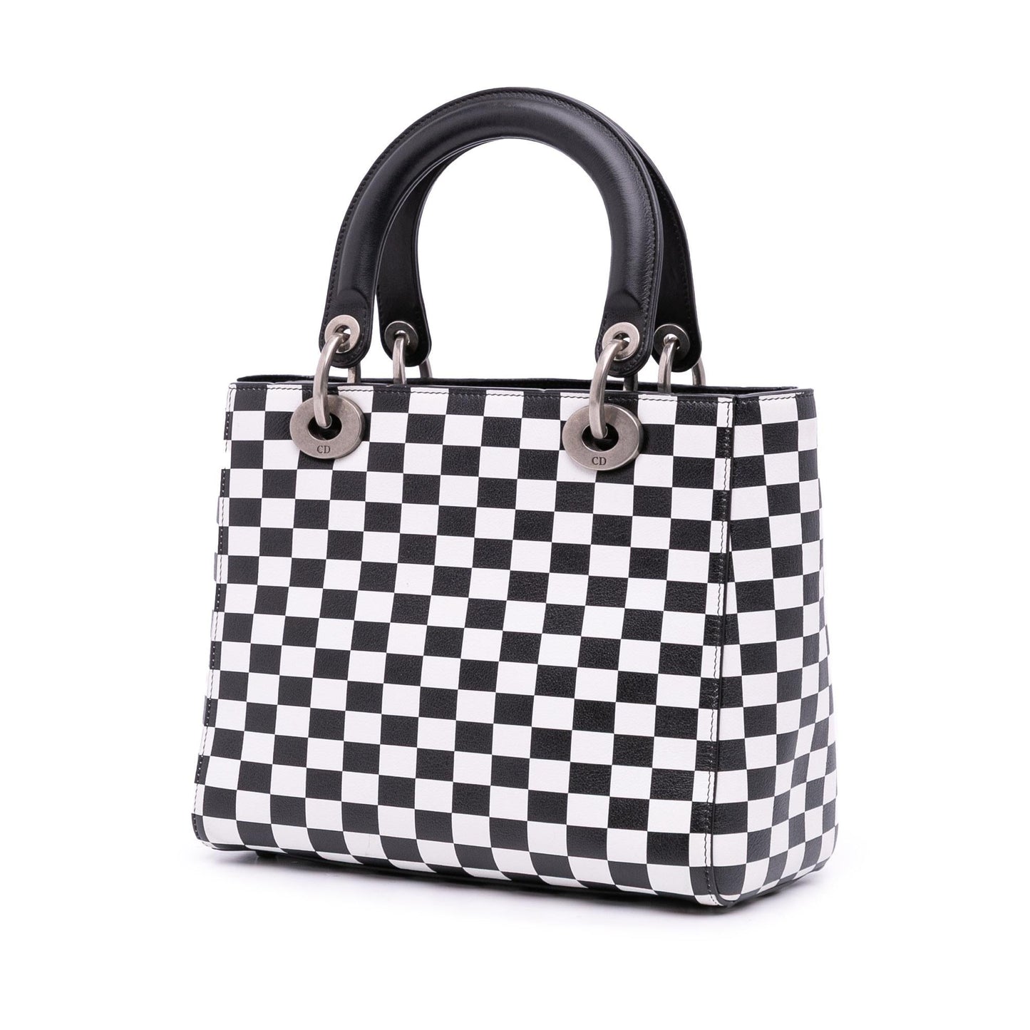 Dior Calfskin Checkered Lady Satchel Bag Medium Lady Dior 2