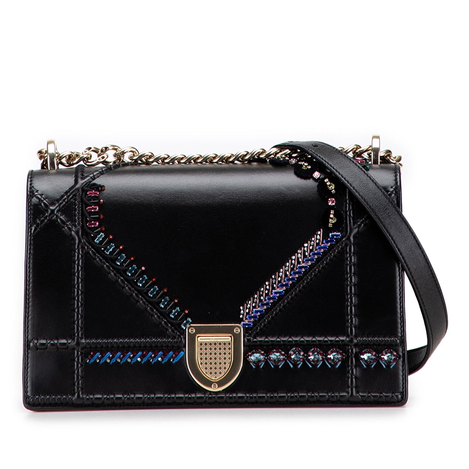 Dior Calfskin Crystal ama Crossbody Bag Medium Embroidered Flap Diorama Flap 2