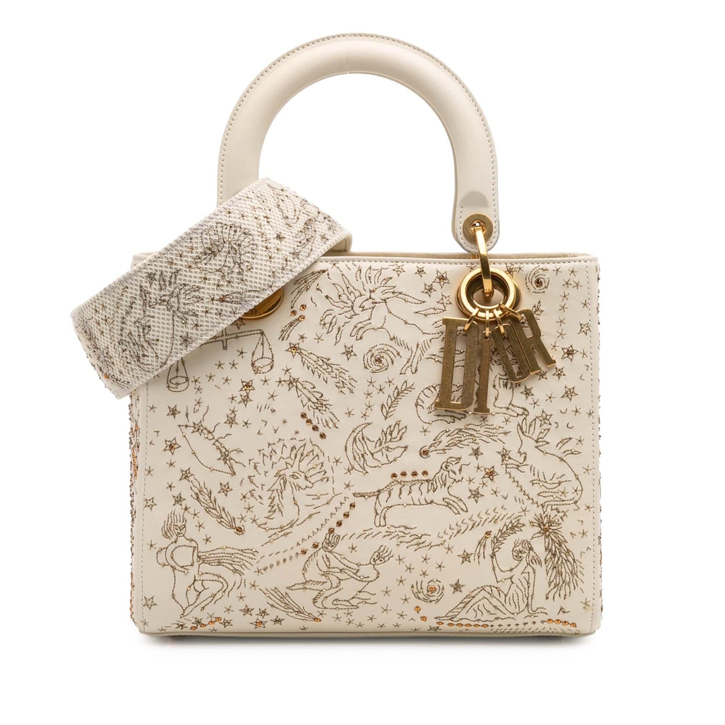 Dior Calfskin Astrology Lady Satchel Bag Medium Embroidered