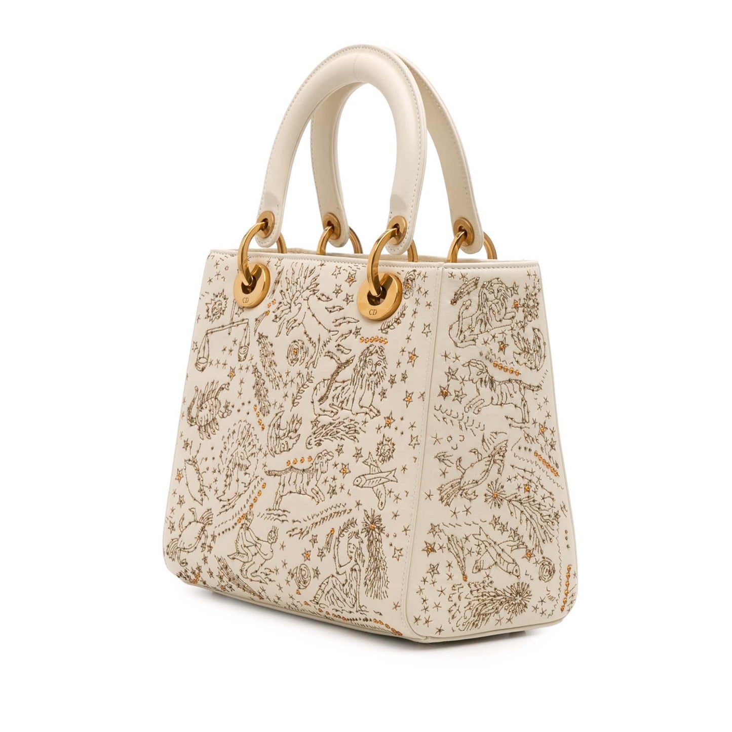 Dior Calfskin Astrology Lady Satchel Bag Medium Embroidered