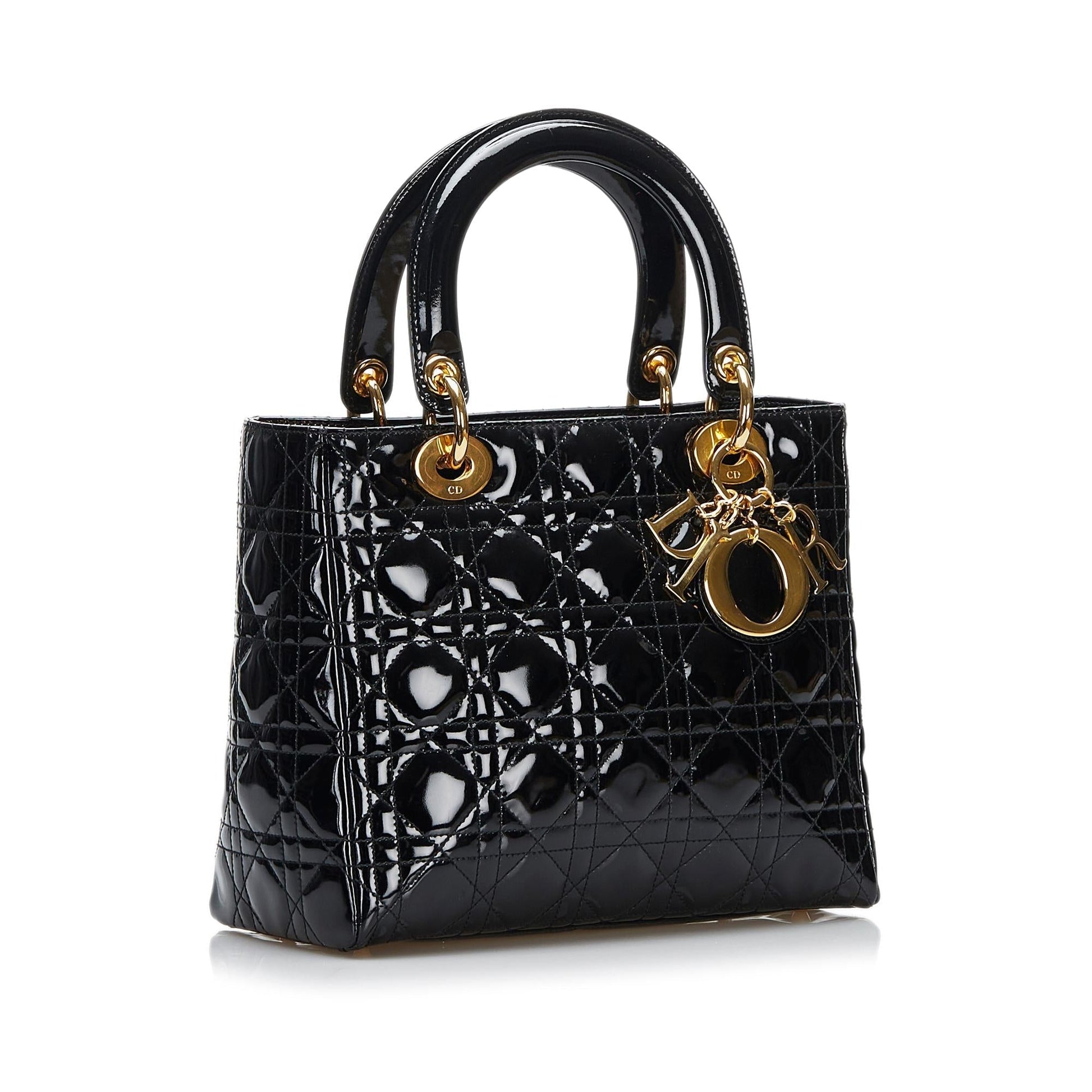 Dior Cannage Lady Shg 5Ve5Rj Satchel Bag Patent Medium