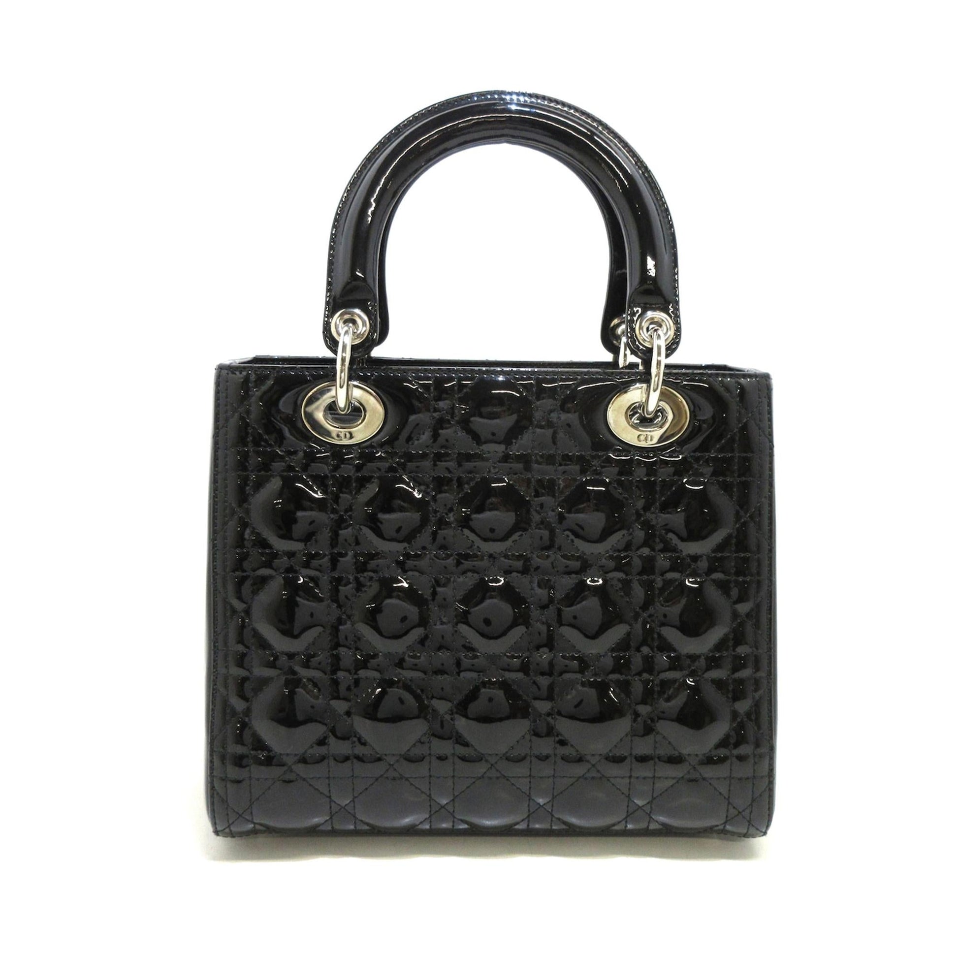 Dior Cannage Lady Shg P97Qda Satchel Bag Patent Medium