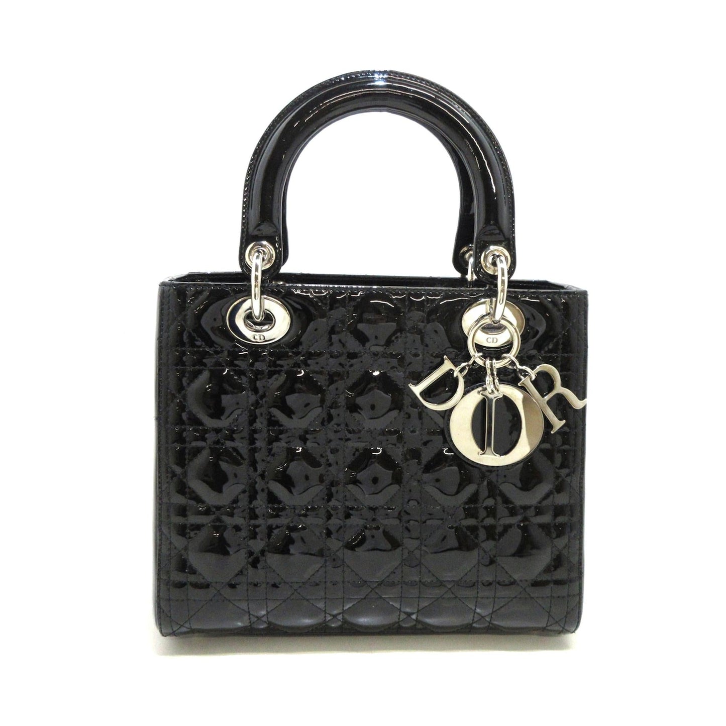Dior Cannage Lady Shg P97Qda Satchel Bag Patent Medium