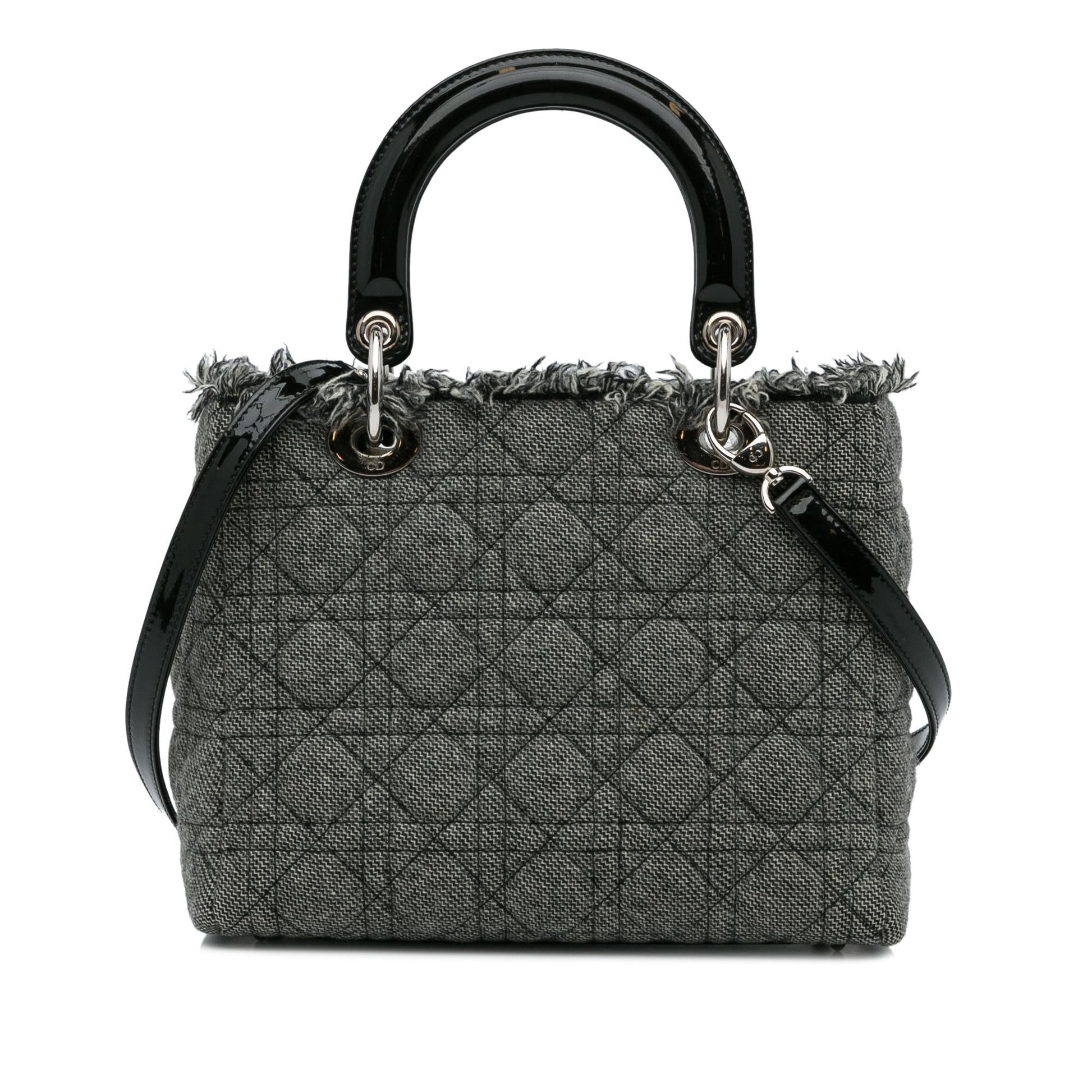 Dior Cannage Tweed Lady Shg 7Omg39 Satchel Bag Medium