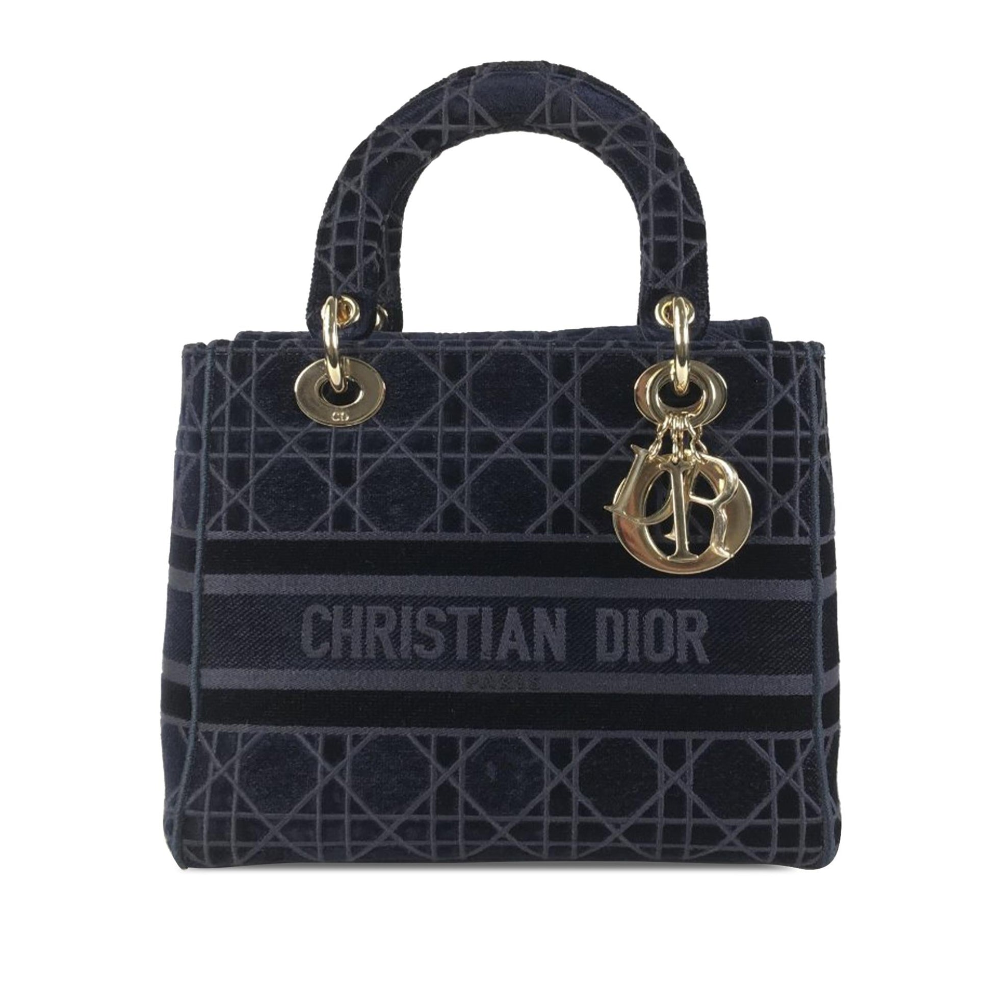 Dior Cannage Velvet Lady Lite Shg 2Wugyr Satchel Bag Medium
