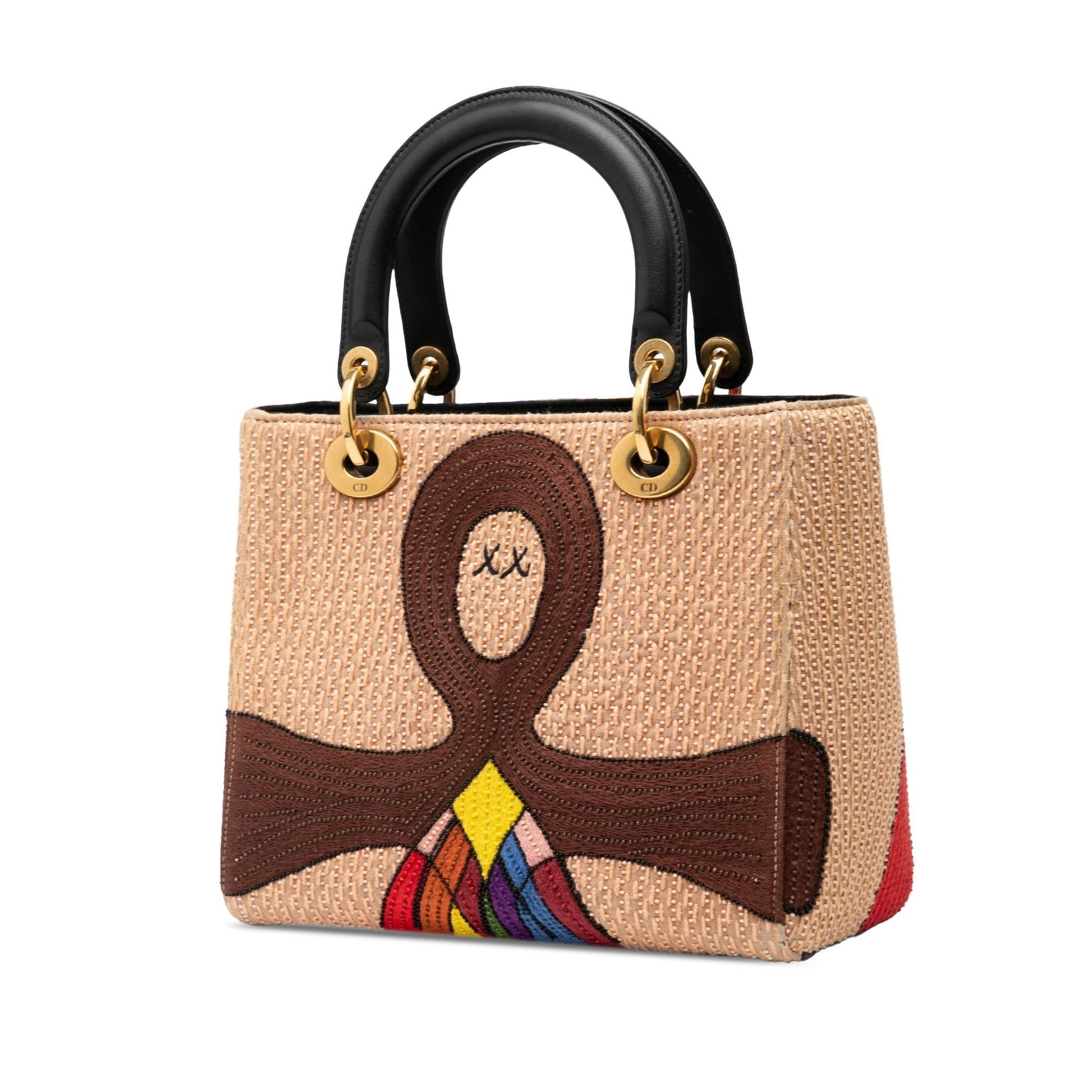 Dior Beaded And Tarot Judgment Lady Satchel Bag Canvas Medium Embroidered