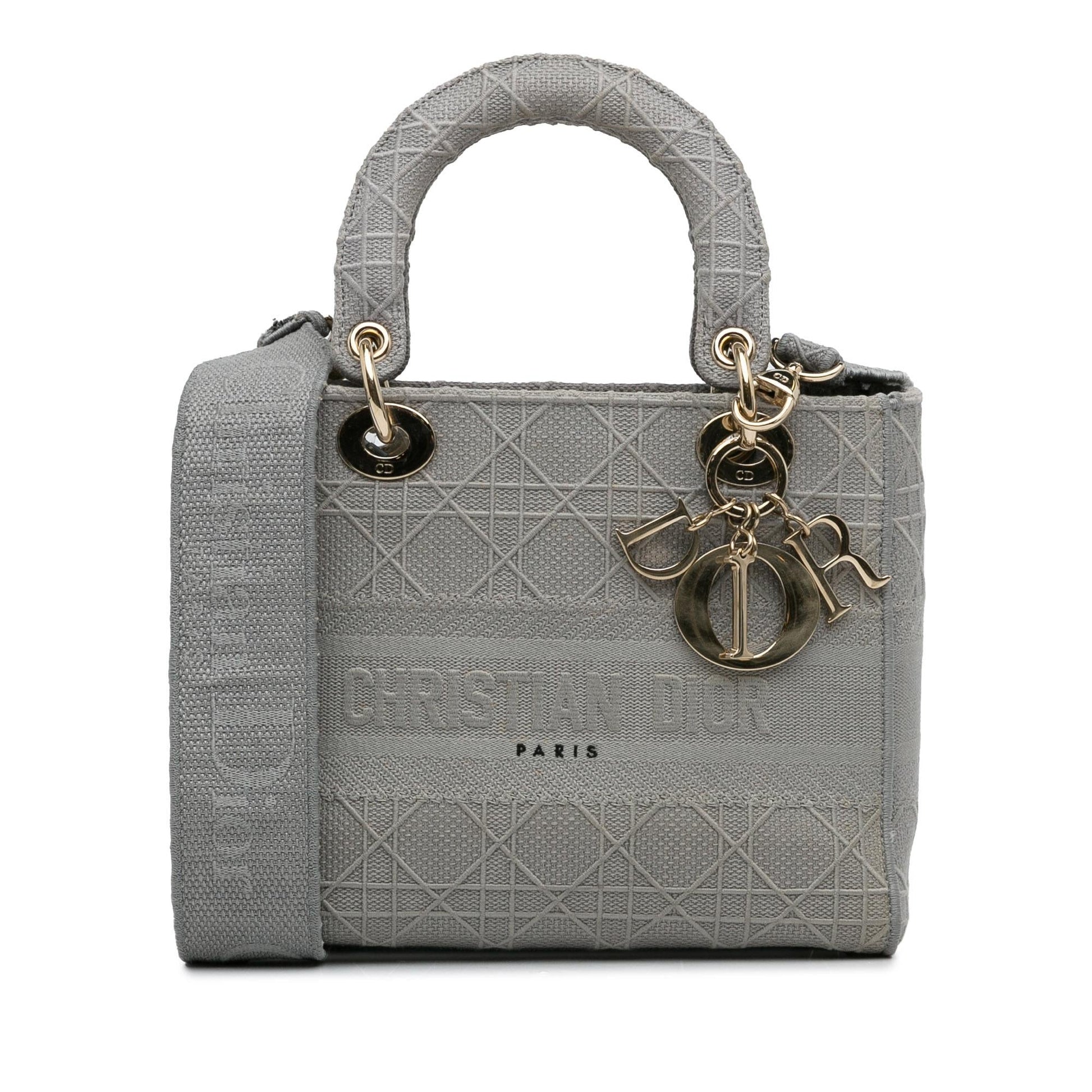 Dior Cannage Lady Lite Satchel Bag Canvas Medium D Lite 1
