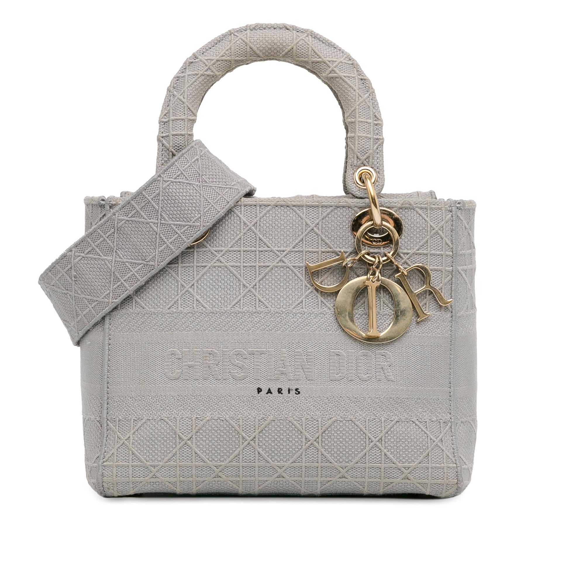 Dior Cannage Lady Lite Satchel Bag Canvas Medium D Lite 2