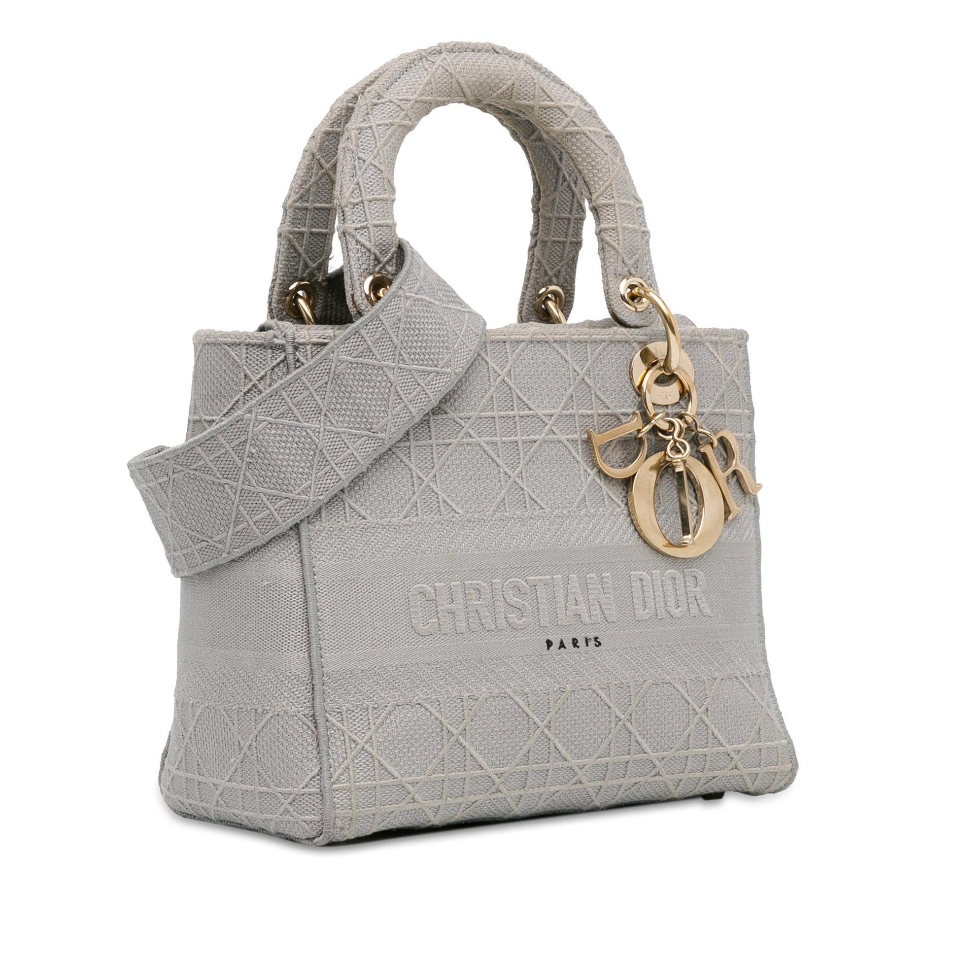 Dior Cannage Lady Lite Satchel Bag Canvas Medium D Lite 2