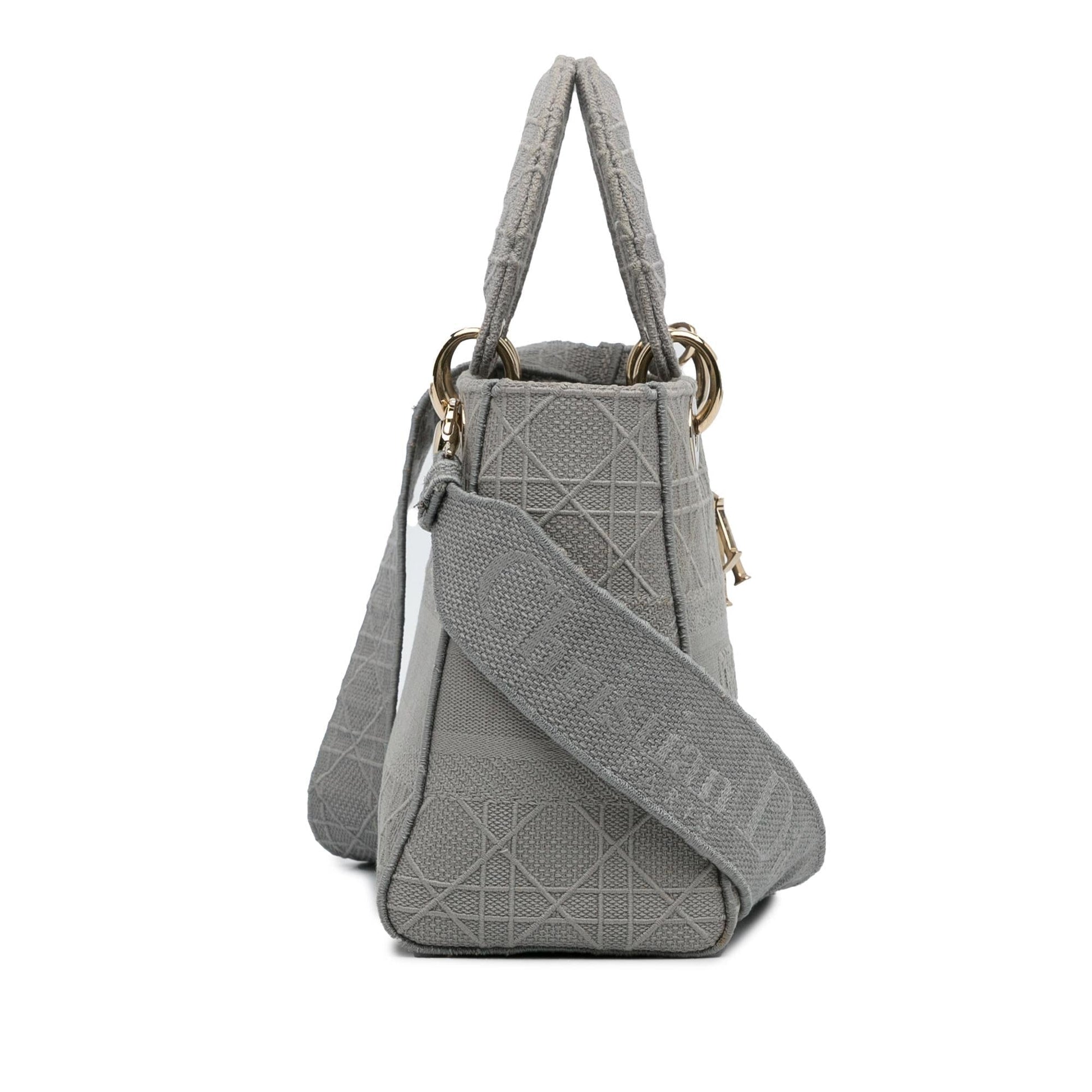 Dior Cannage Lady Lite Satchel Bag Canvas Medium D Lite 3