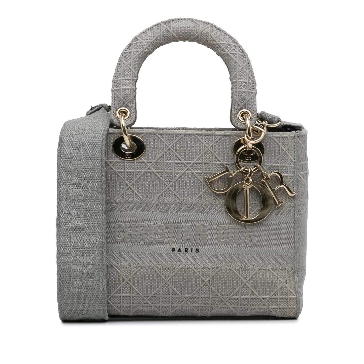 Dior Cannage Lady Lite Satchel Bag Canvas Medium D Lite 6