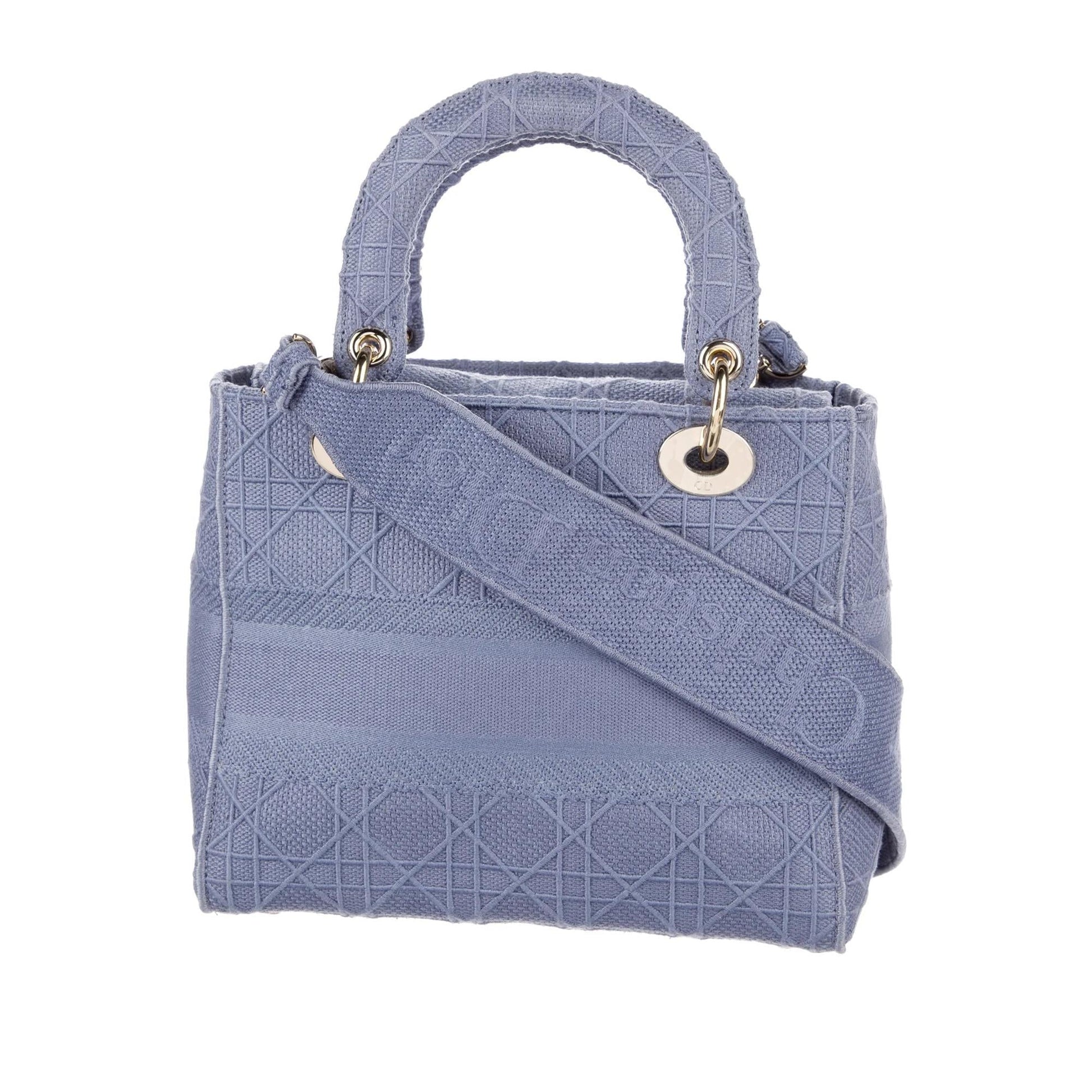 Dior Cannage Lady Lite Satchel Bag Canvas Medium D Lite 9