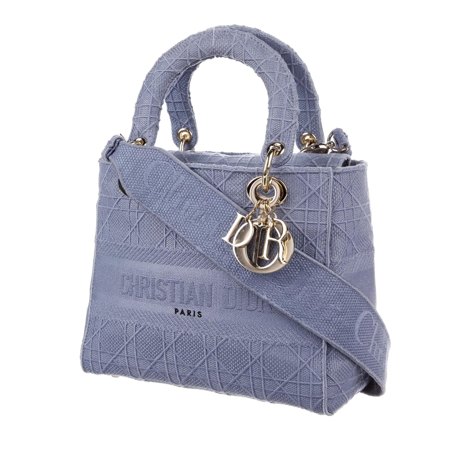 Dior Cannage Lady Lite Satchel Bag Canvas Medium D Lite 9