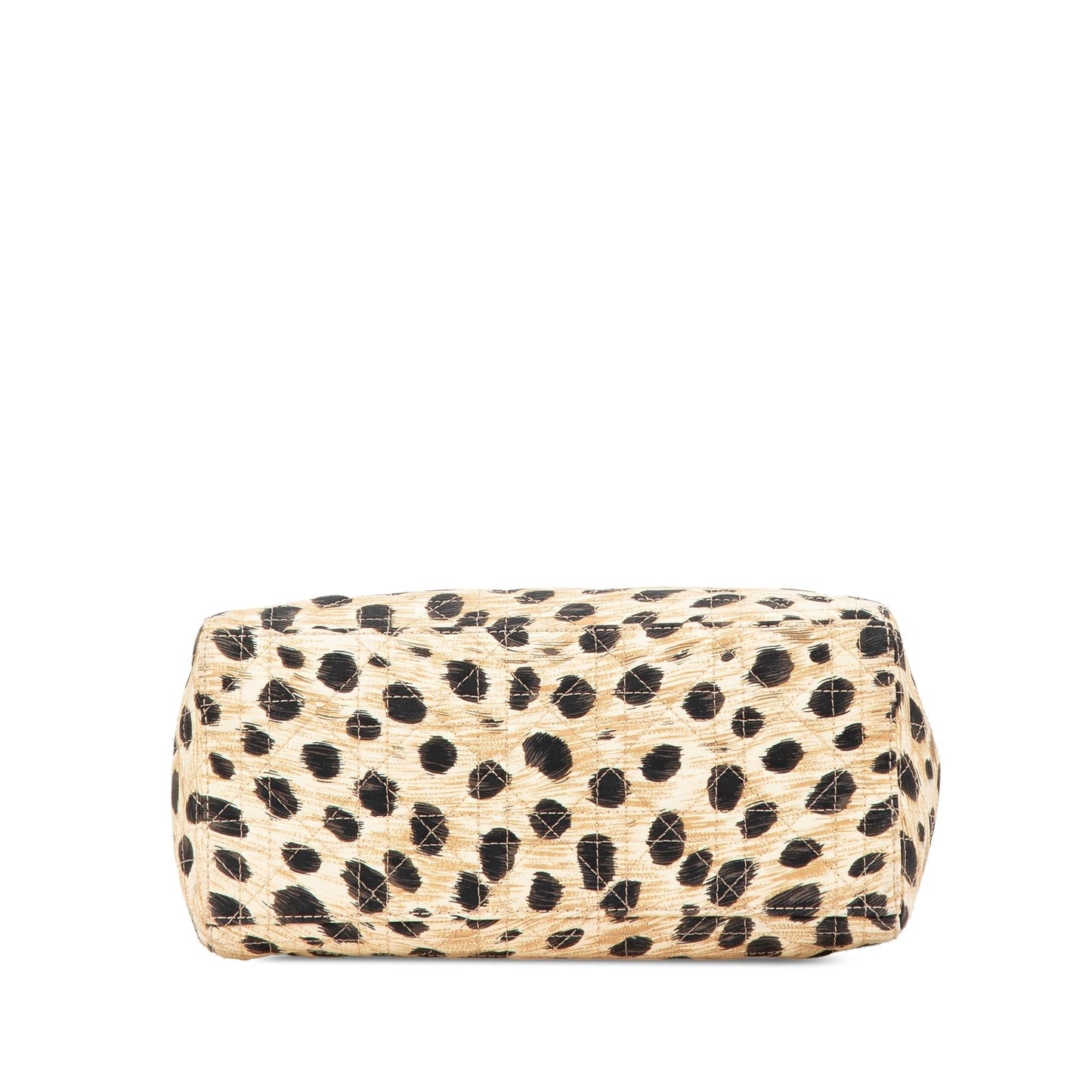 Dior Cannage Leopard Print Lady Satchel Bag Canvas Medium