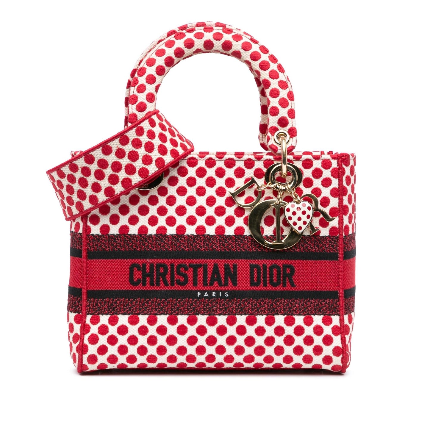 Dior amour Dots Lady Lite Satchel Bag Canvas Medium