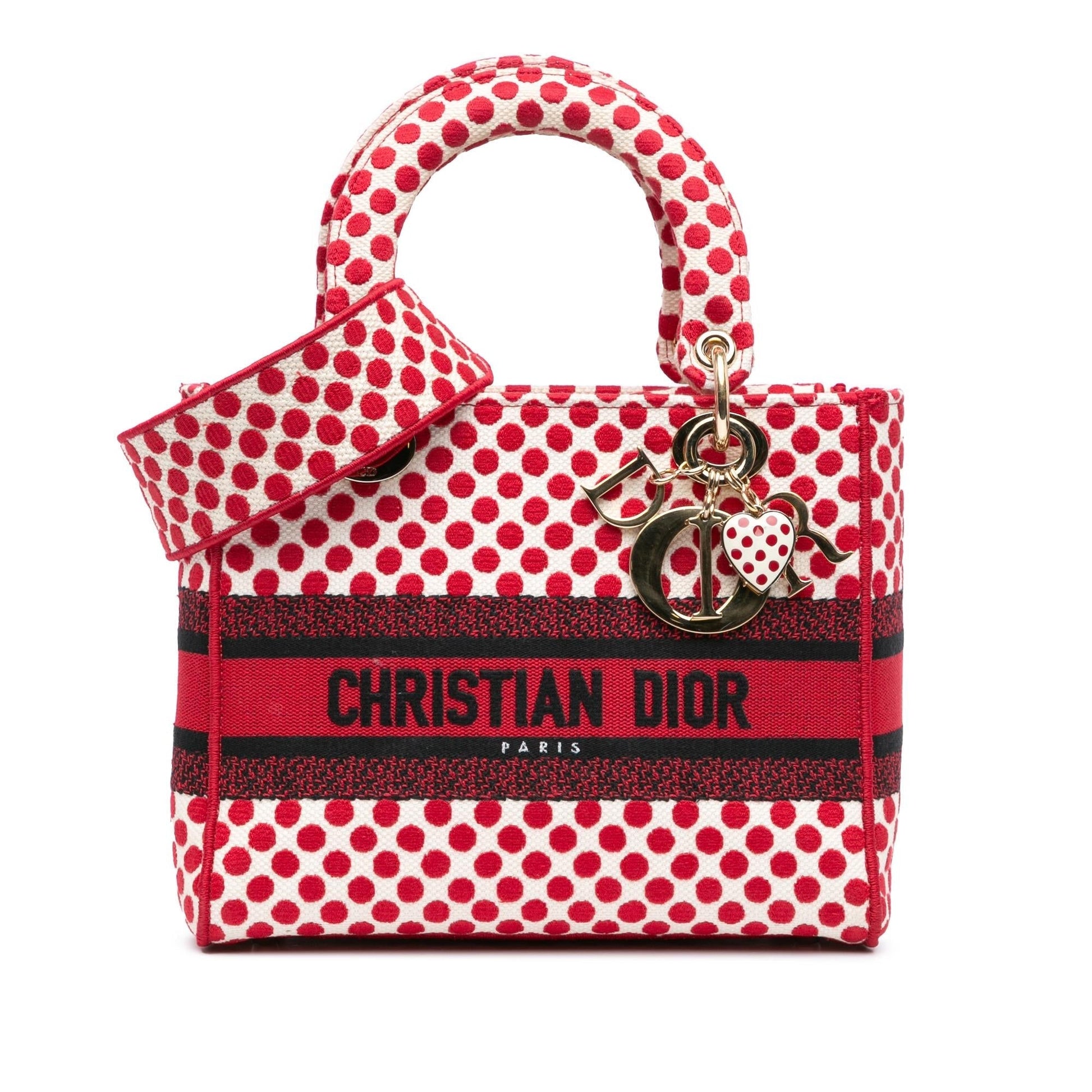 Dior amour Dots Lady Lite Satchel Bag Canvas Medium