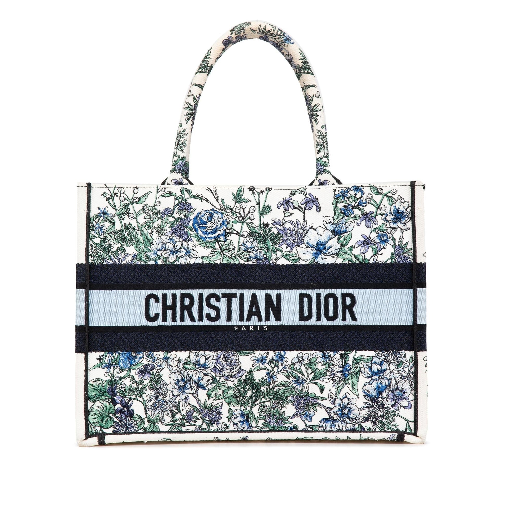 Dior Flowers Book Tote Canvas Medium Embroidered Tote Bag