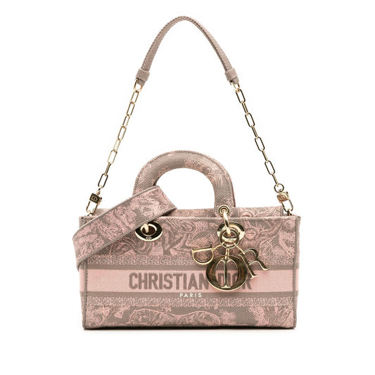 Dior Toile De Jouy Lady Joy Satchel Canvas Medium Embroidered Satchel Bag
