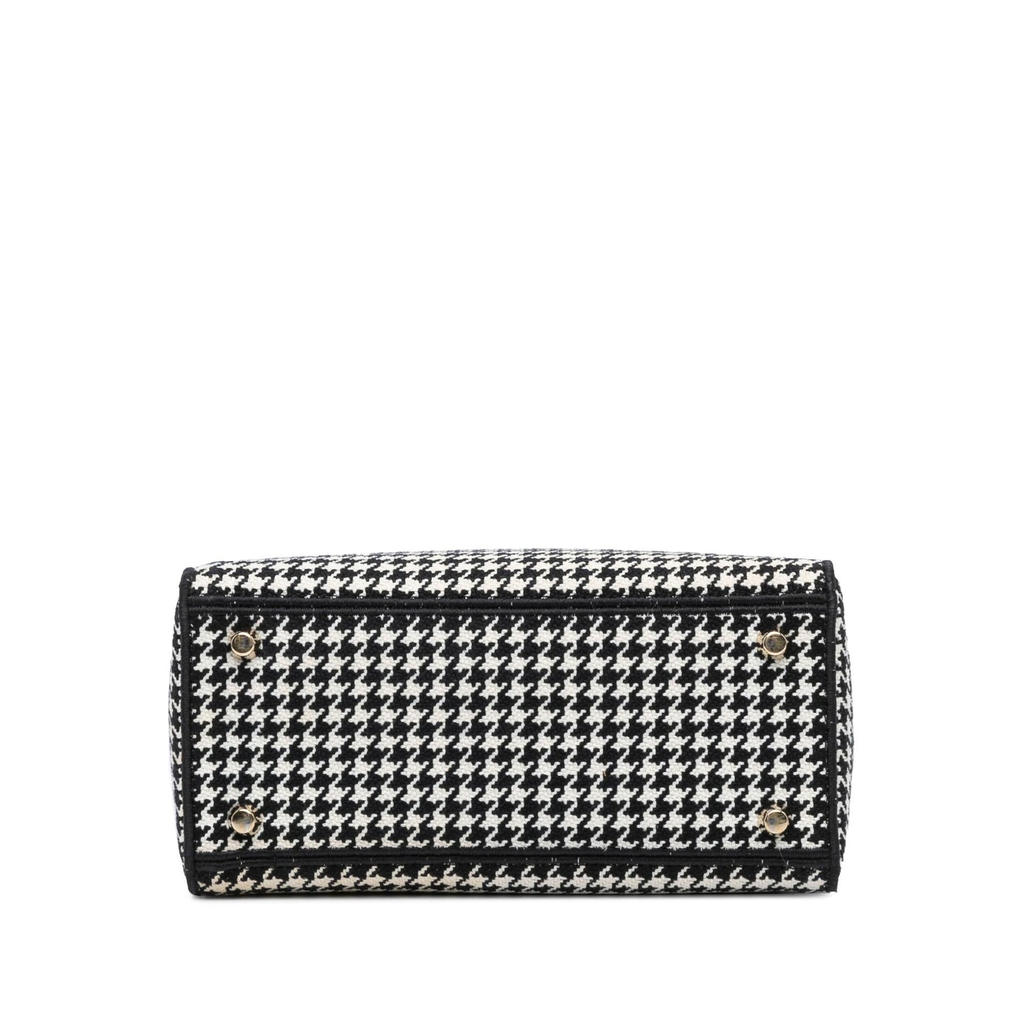 Dior Houndstooth Lady Lite Satchel Bag Canvas Medium Embroidered Lite Shg Kzfdga