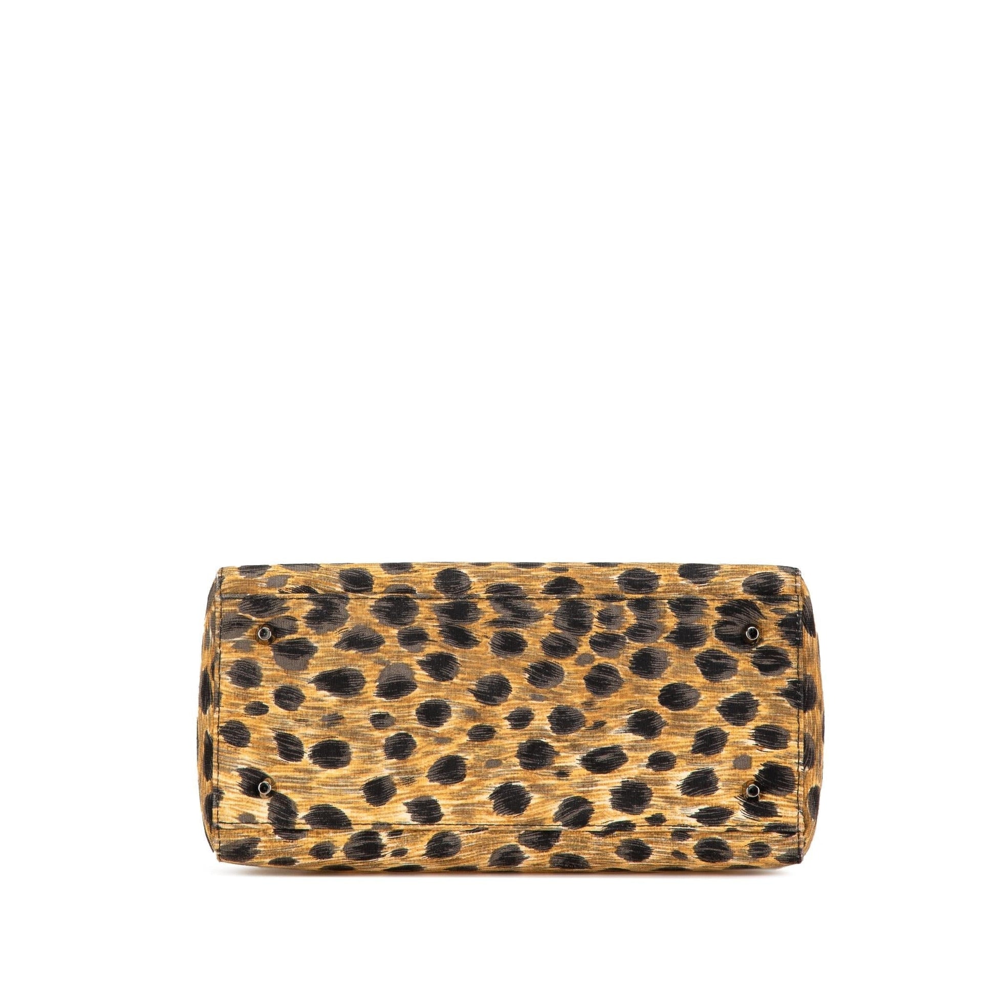 Dior Leopard Print Lady Satchel Bag Canvas Medium