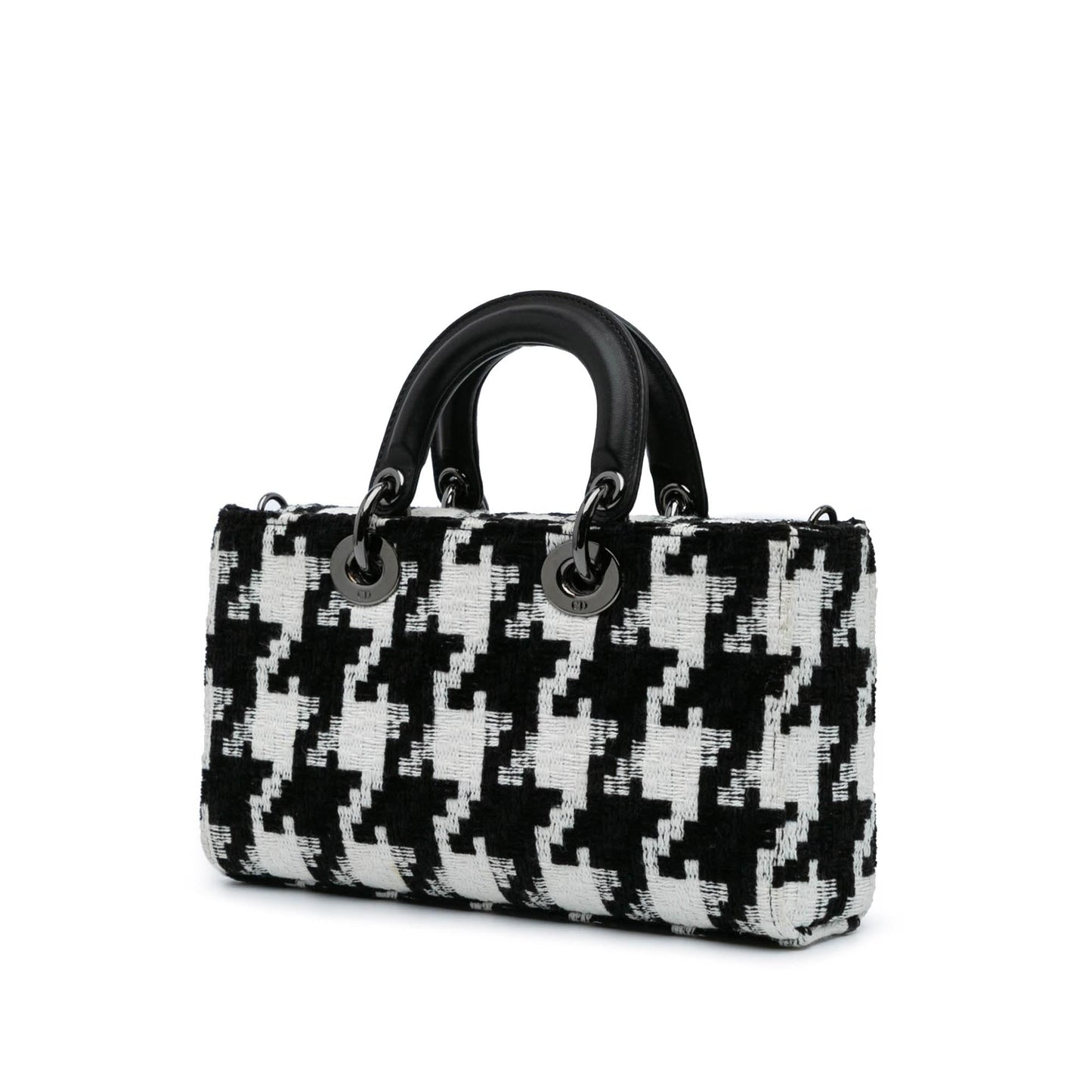Dior Macro Houndstooth Lady Joy Satchel Bag Canvas Medium D Joy 1