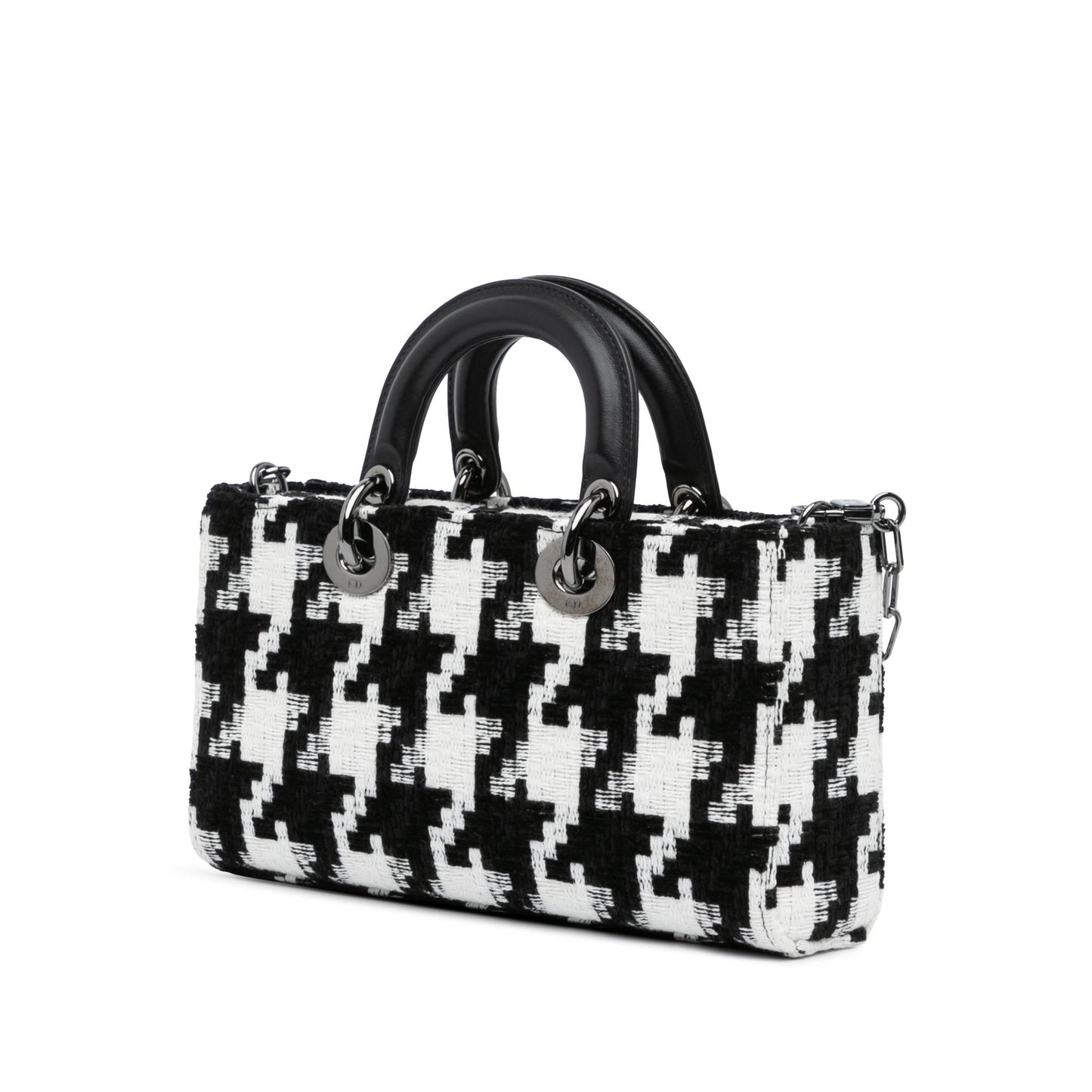 Dior Macro Houndstooth Lady Joy Satchel Bag Canvas Medium D Joy 2
