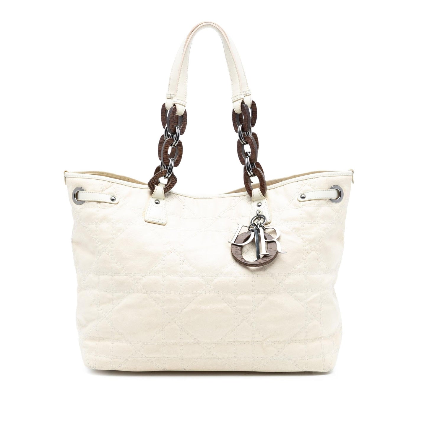 Dior Coated Cannage Panarea Tote Canvas Medium Tote Bag