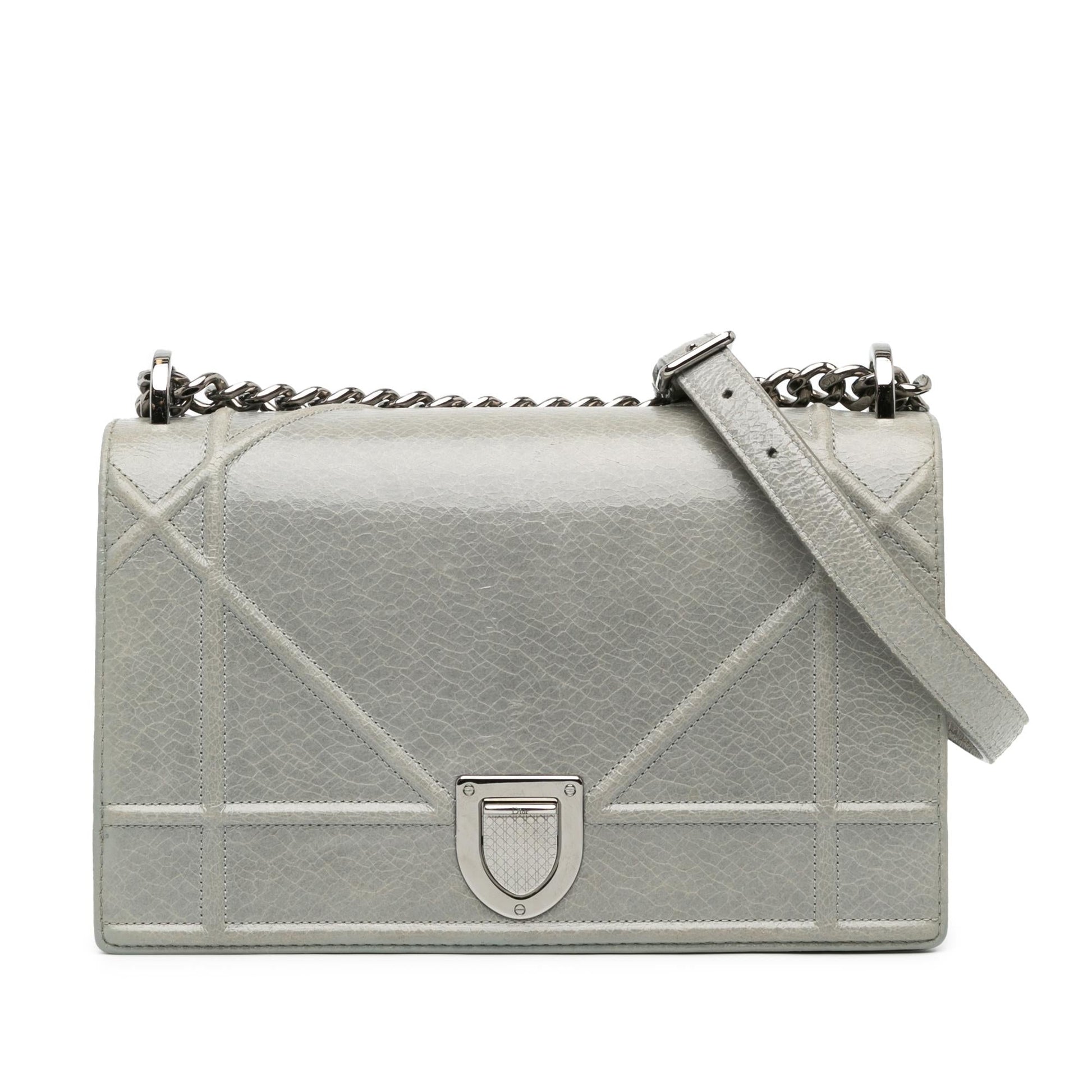 Dior Crackled Deerskin ama Shg Eiyab5 Crossbody Bag Medium Flap