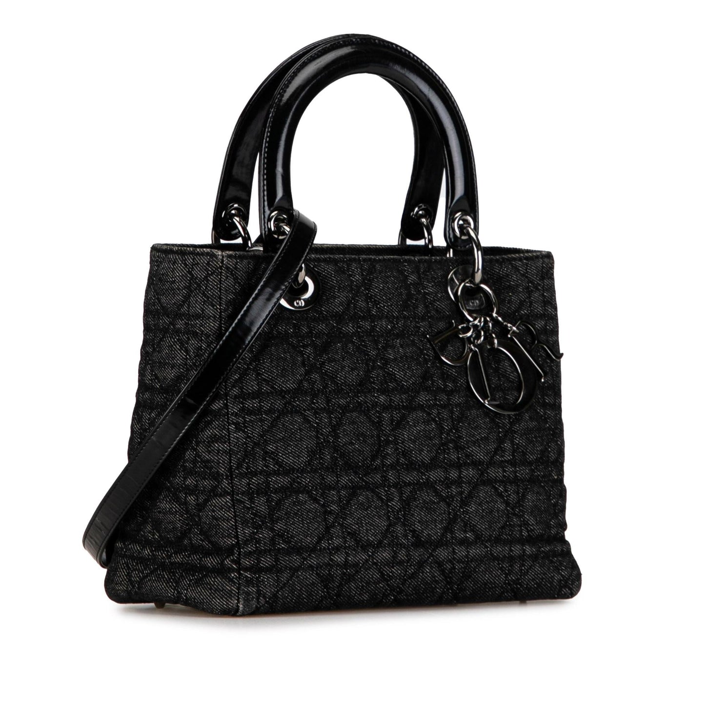 Dior Cannage Lady Shg 1Anwva Satchel Bag Denim Medium
