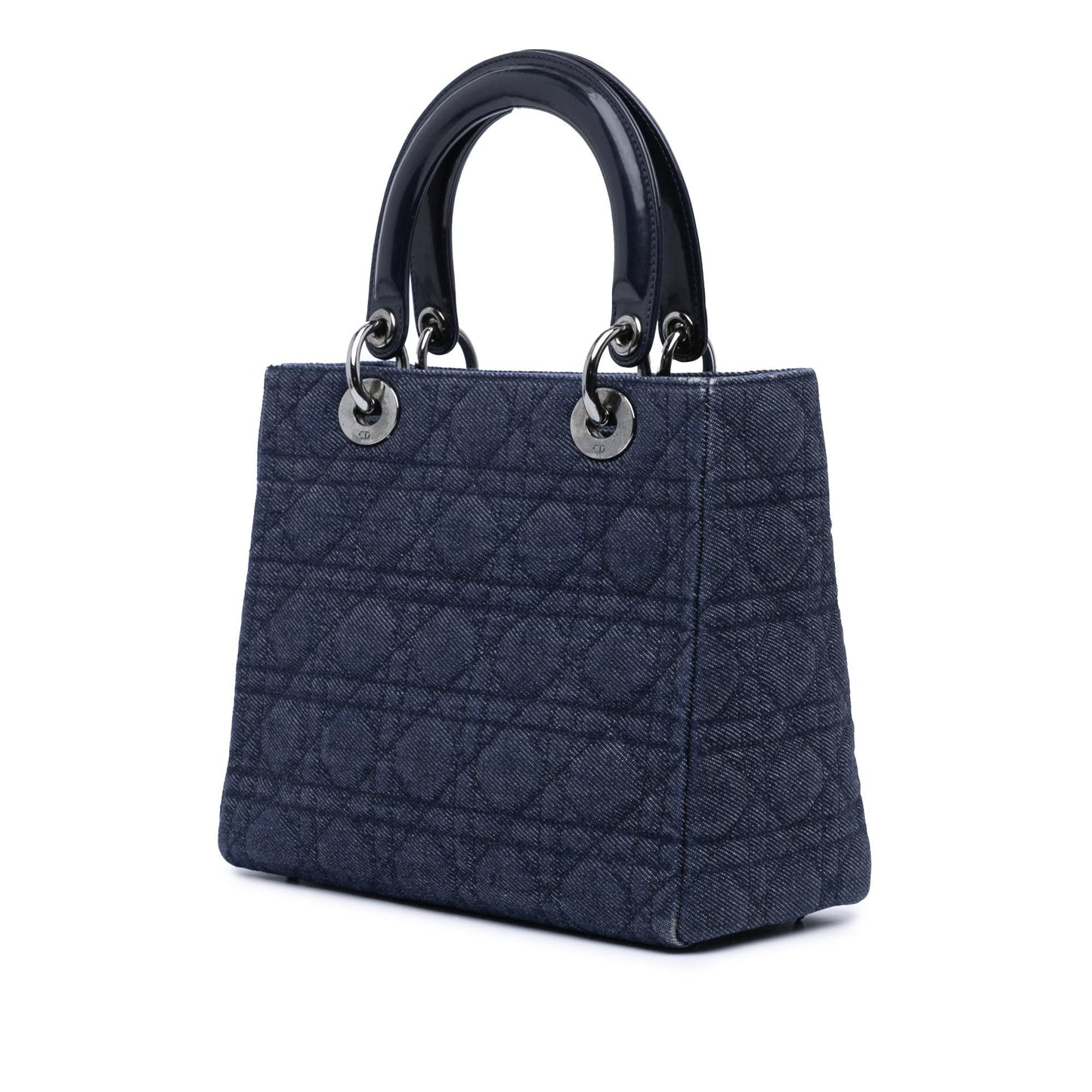 Dior Cannage Lady Satchel Bag Denim Medium