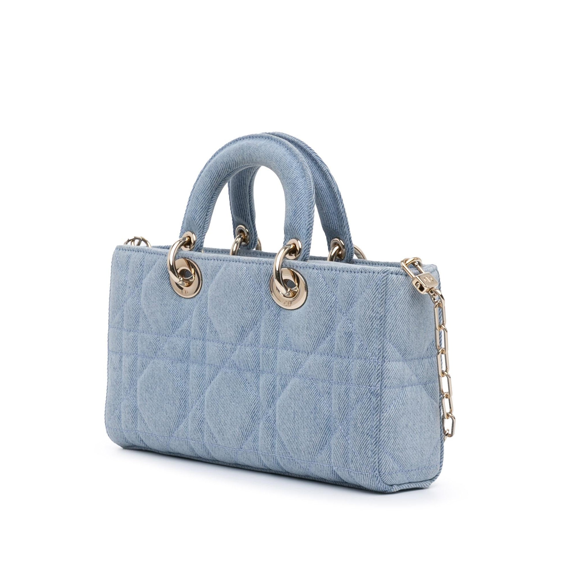 Dior Macrocannage Lady Joy Satchel Denim Medium Satchel Bag