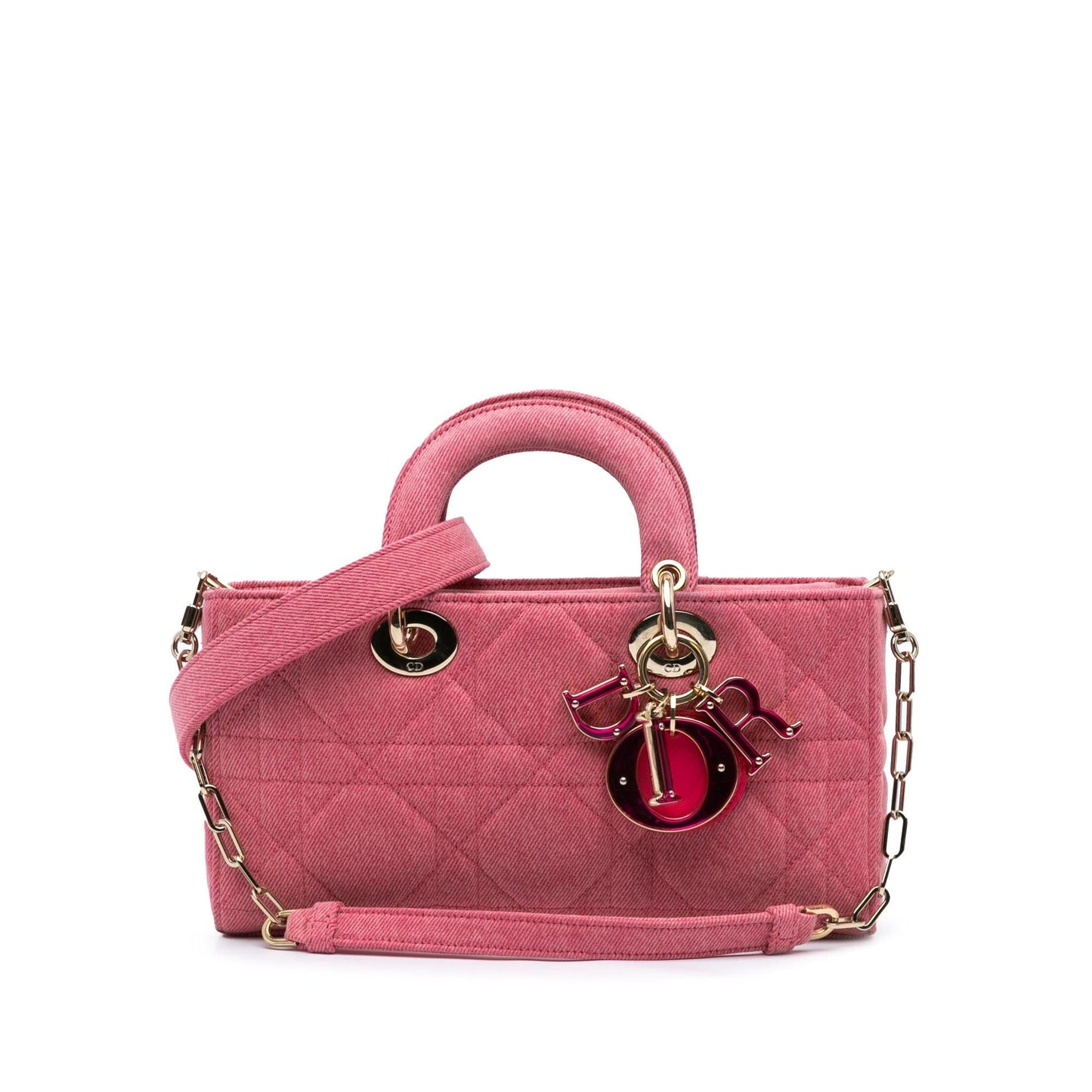 Dior Macrocannage Lady Joy Satchel Bag Denim Medium