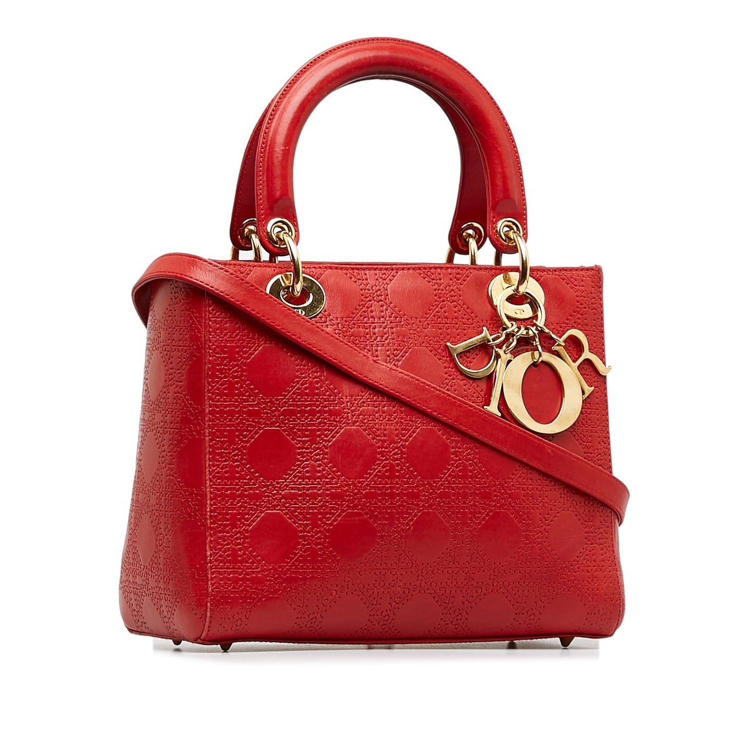 Dior Cannage Lady Shg Tjrjcj Satchel Bag Lambskin Medium Embossed