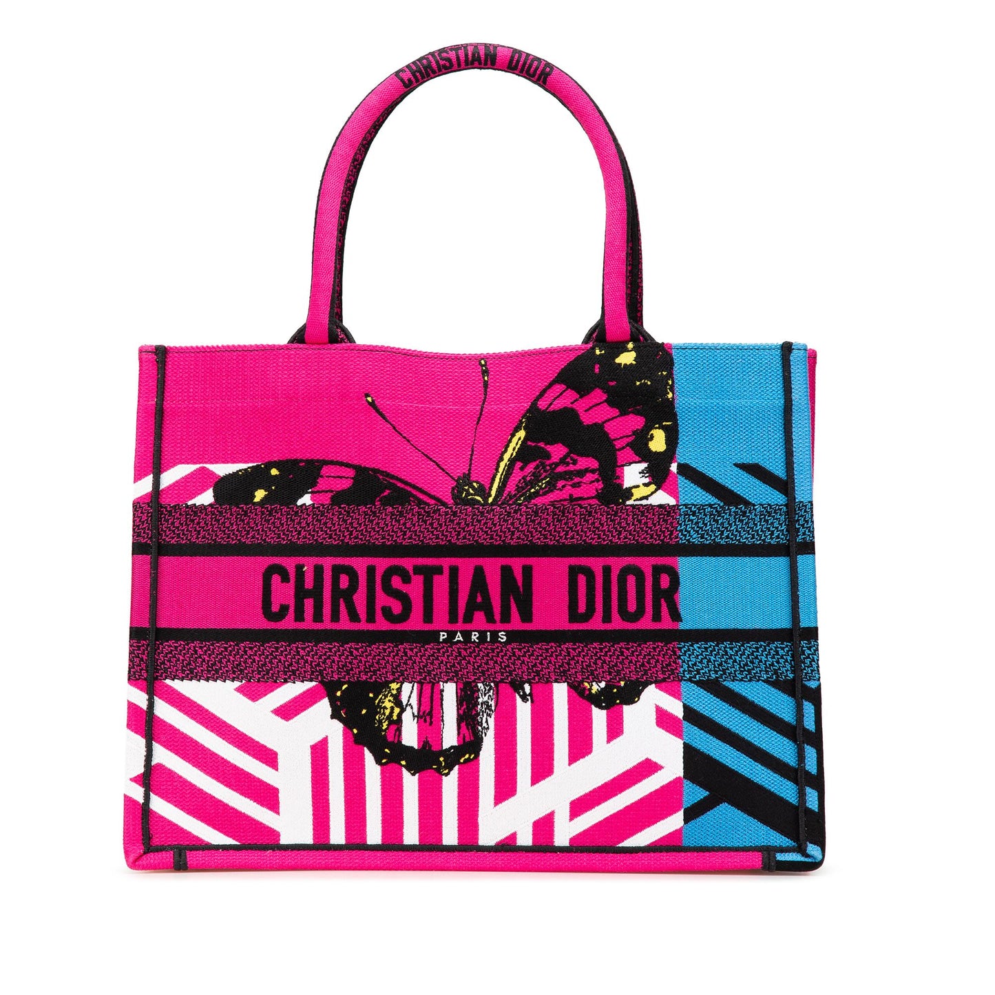 Dior Butterfly Jungle Pop Book Tote Canvas Medium Embroidered Tote Bag