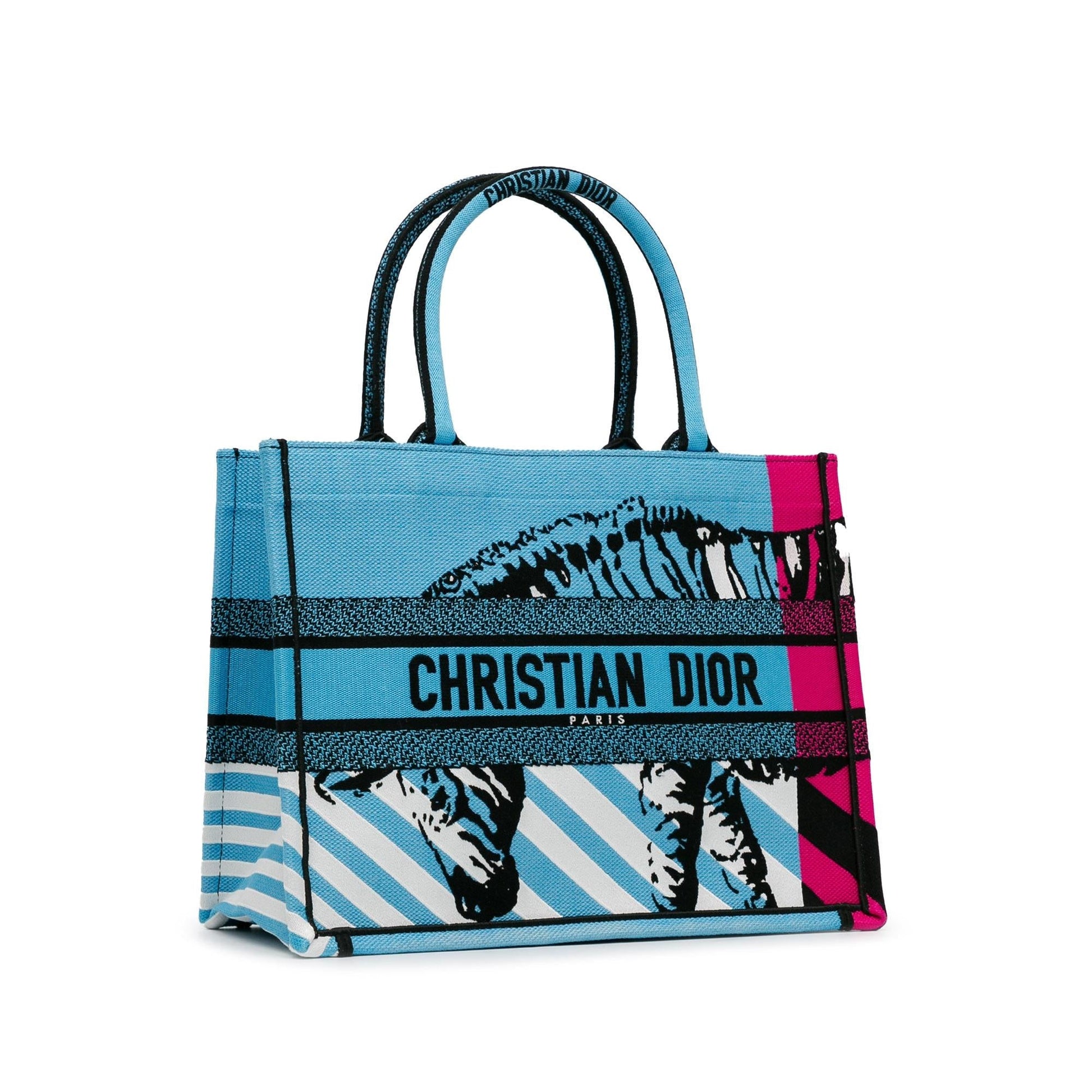 Dior Zebra Jungle Pop Book Tote Canvas Medium Embroidered Tote Bag Book Tote 1