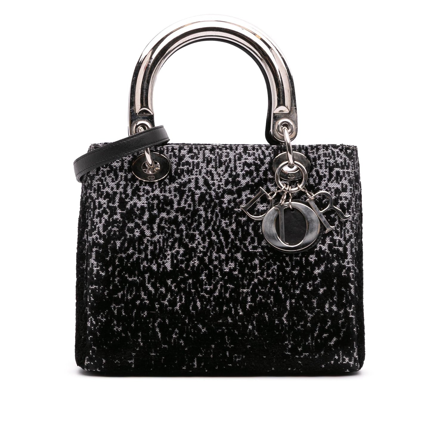 Dior Fabric Lame Lady Satchel Bag Medium Lady Dior 1