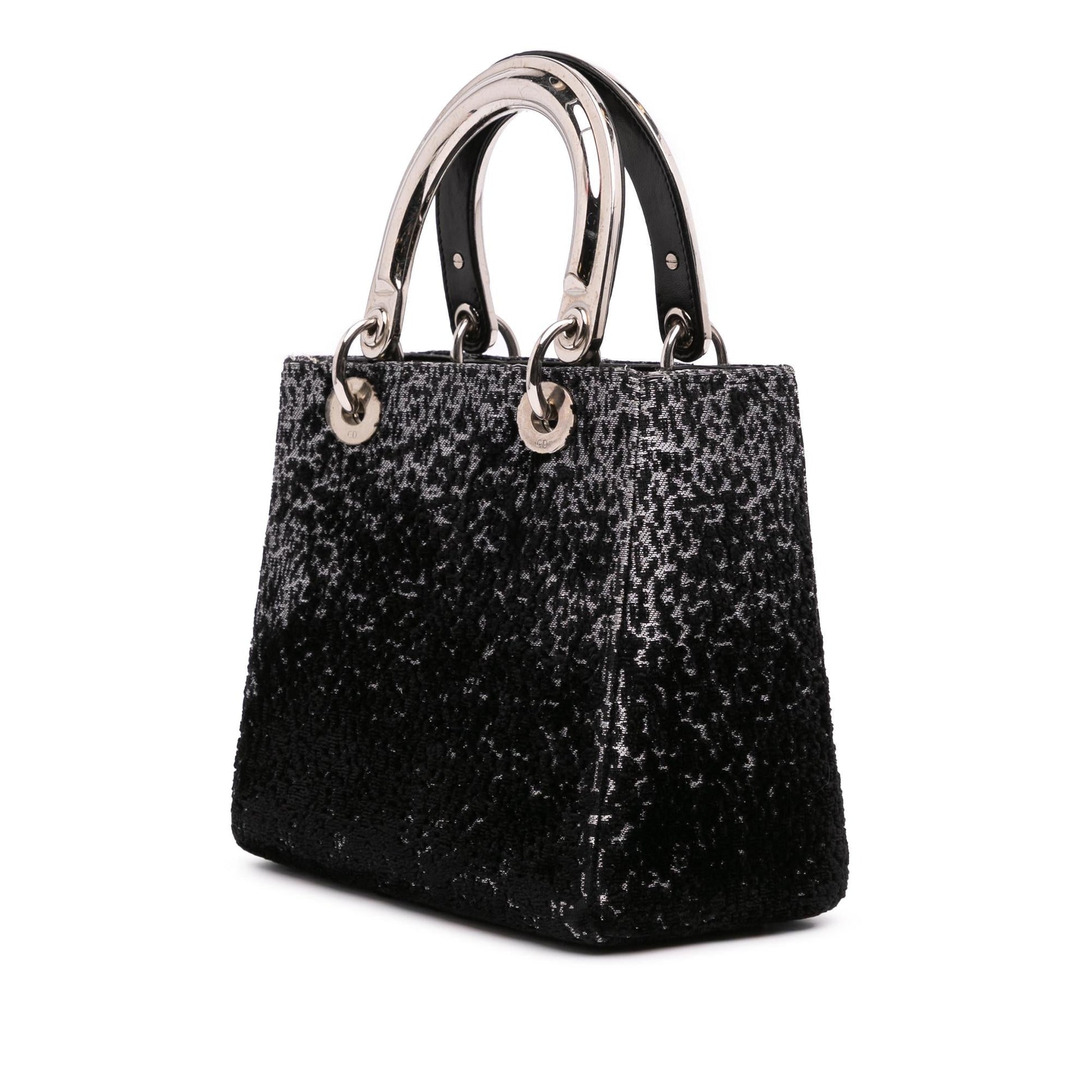 Dior Fabric Lame Lady Satchel Bag Medium Lady Dior 1