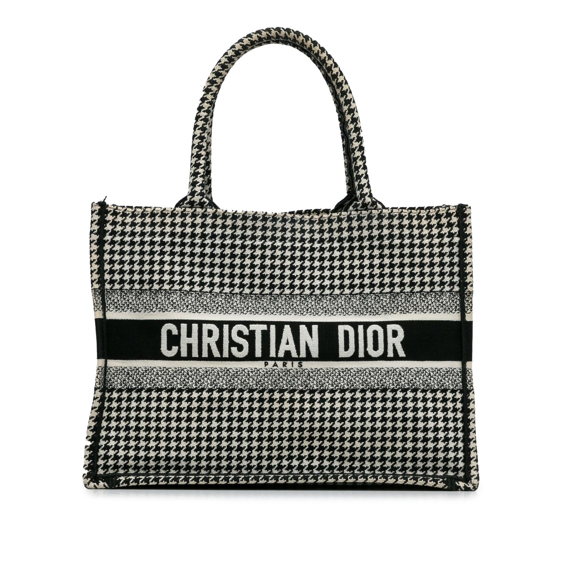 Dior Houndstooth Book Tote Shg Ppdptp Medium Tote Bag