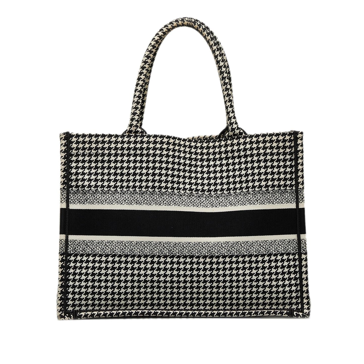 Dior Houndstooth Book Tote Shg Aoruvr Medium Embroidered Tote Bag